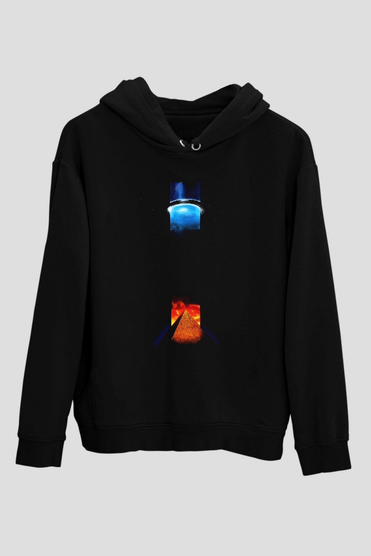 Unisex Yıldız Geçidi SG-1 (Stargate SG-1) Baskılı Siyah Kapüşonlu Sweatshirt