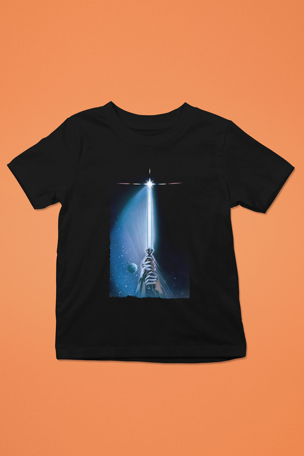 Unisex Yıldız Savaşları Bölüm VI - Jedi'ın Dönüşü (Return of the Jedi) Baskılı Siyah Çocuk T-Shirt