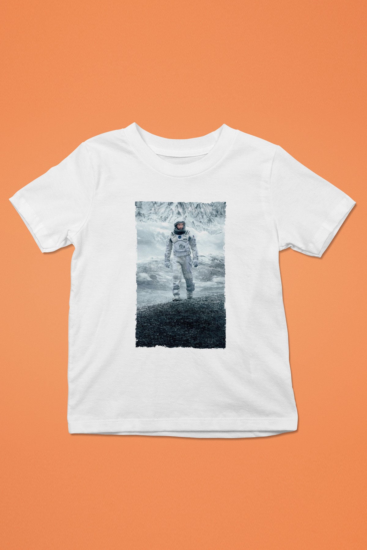 Unisex Yıldızlararası (Interstellar) Baskılı Beyaz Çocuk Tişört