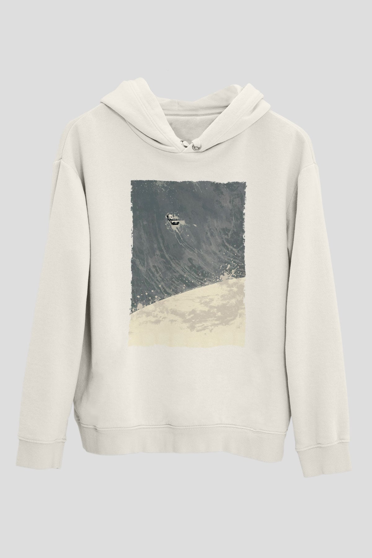 Unisex Yıldızlararası (Interstellar) Baskılı Beyaz Kapüşonlu Sweatshirt