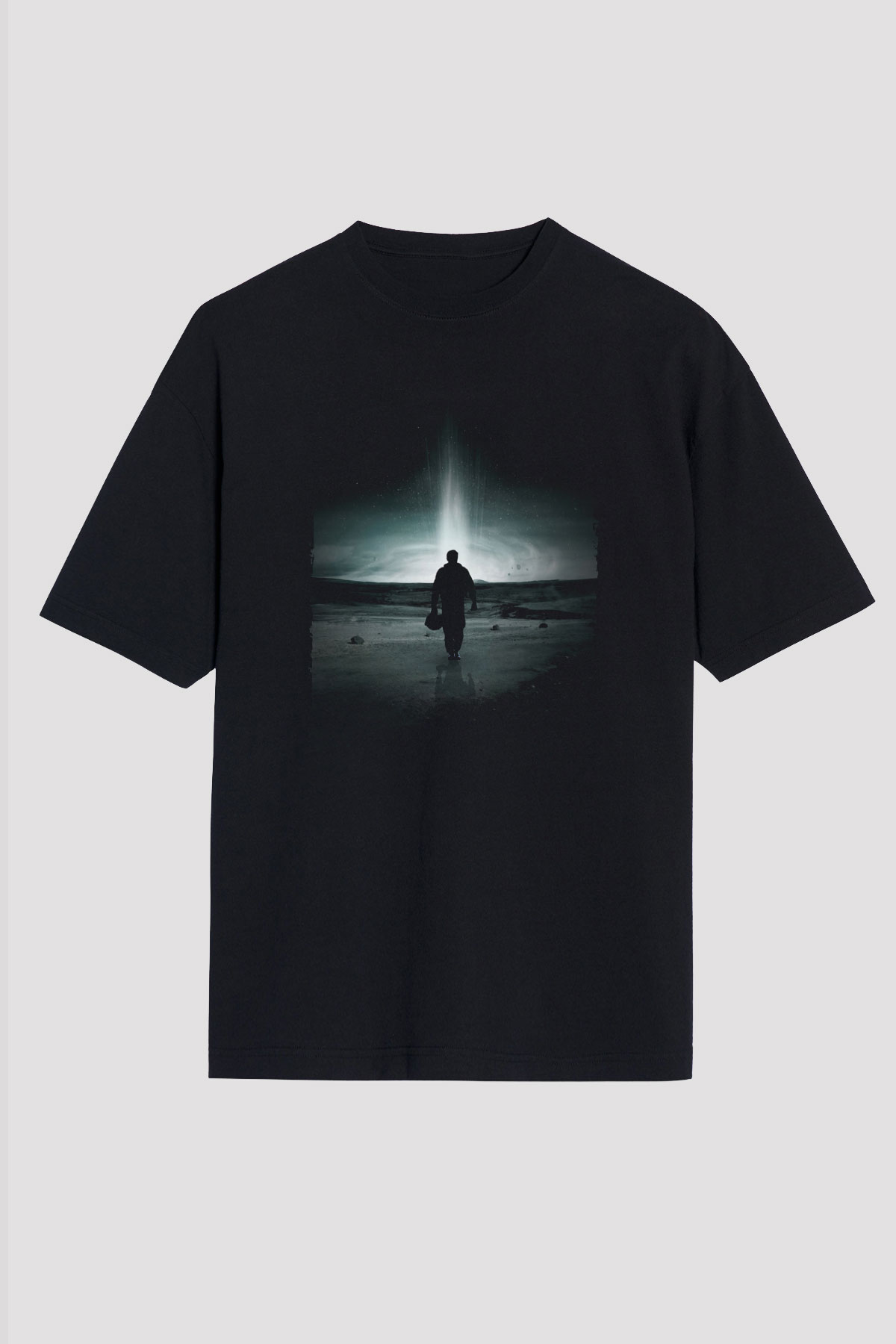 Unisex Yıldızlararası (Interstellar) Baskılı Siyah Unisex Oversize Tişört
