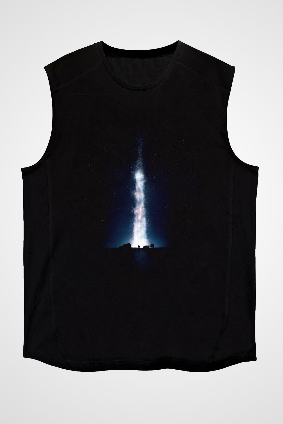 Unisex Yıldızlararası (Interstellar) Baskılı Siyah Kolsuz Tshirt