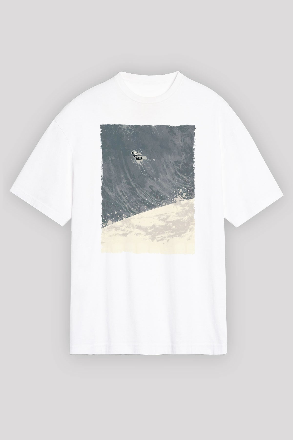 Unisex Yıldızlararası (Interstellar) Baskılı Beyaz Oversize Oversize T-shirt
