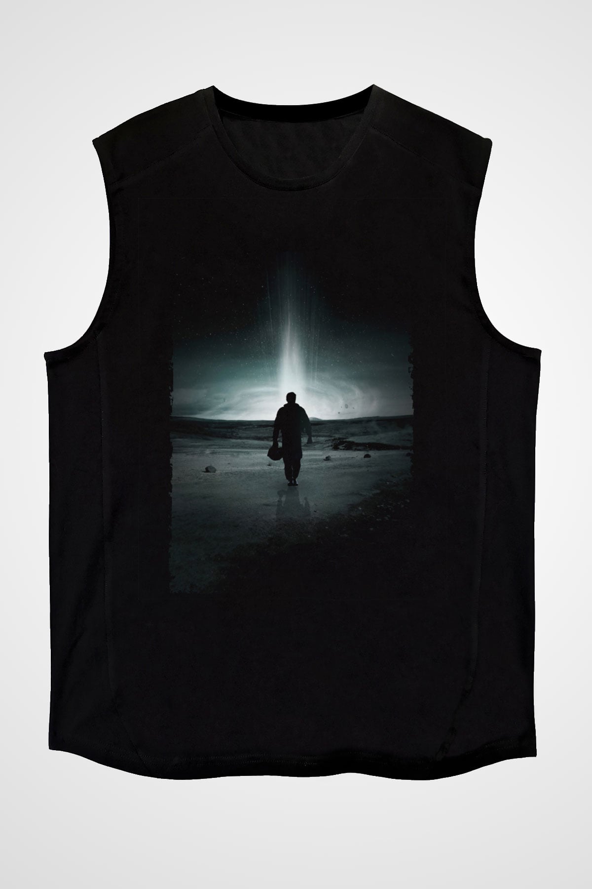 Unisex Yıldızlararası (Interstellar) Baskılı Siyah Unisex Kolsuz Tişört