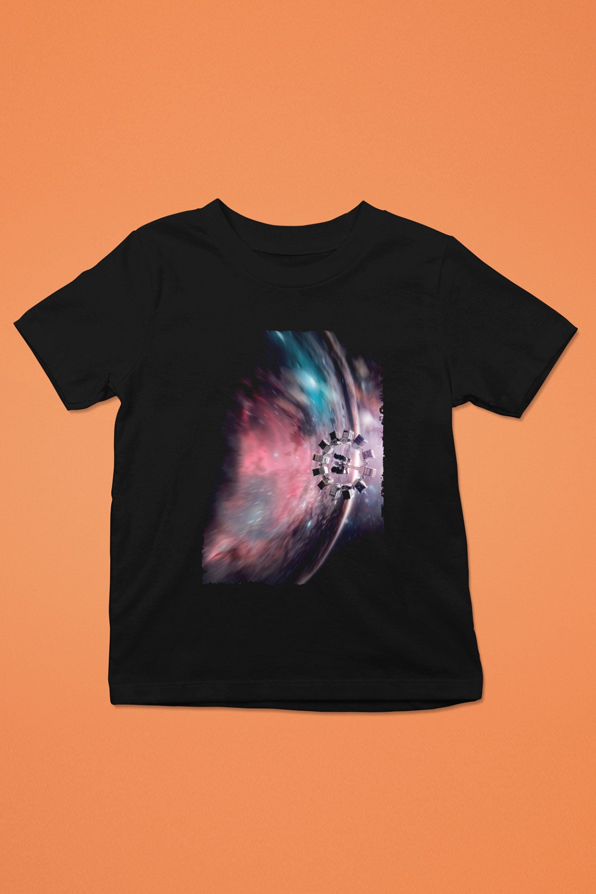 Unisex Yıldızlararası (Interstellar) Baskılı Siyah Çocuk T-Shirt