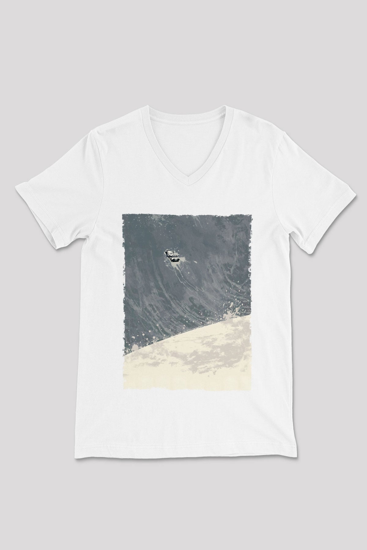 Unisex Yıldızlararası (Interstellar) Baskılı Beyaz V Yaka Tshirt