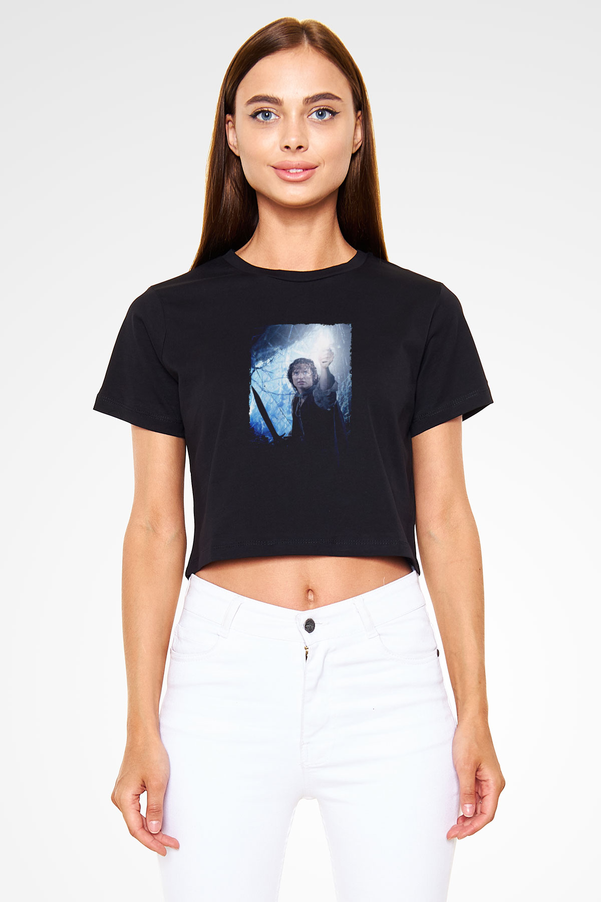 Unisex Yüzüklerin Efendisi Kralın Dönüşü (The Lord of the Rings The Return of the King) Baskılı Siyah Unisex Crop Top Tshirt