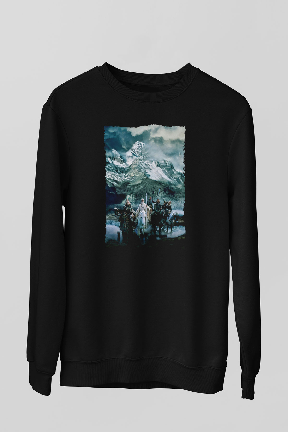 Unisex Yüzüklerin Efendisi Kralın Dönüşü (The Lord of the Rings The Return of the King) Baskılı Siyah Unisex Sweatshirt