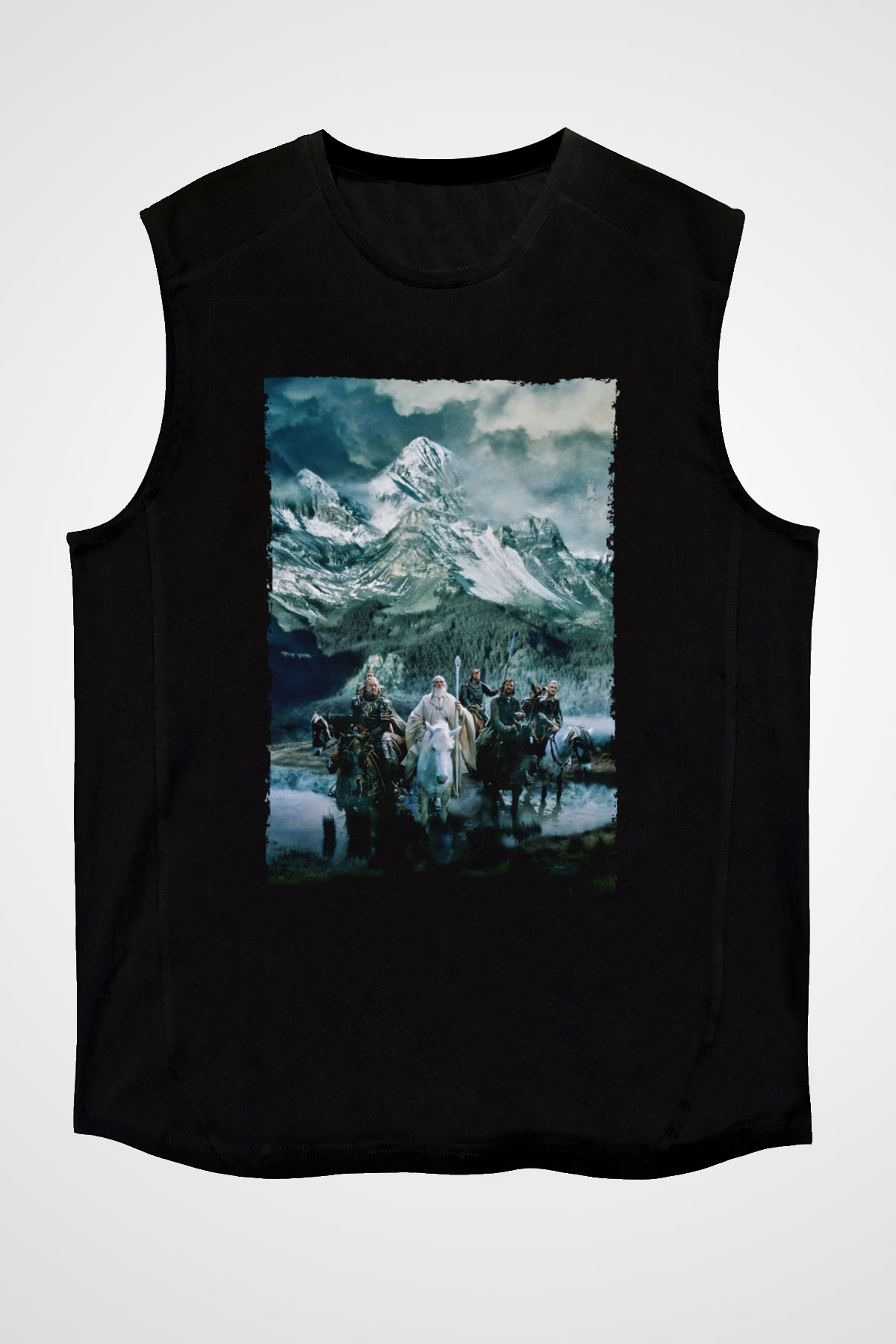 Unisex Yüzüklerin Efendisi Kralın Dönüşü (The Lord of the Rings The Return of the King) Baskılı Siyah Unisex Kolsuz Tişört