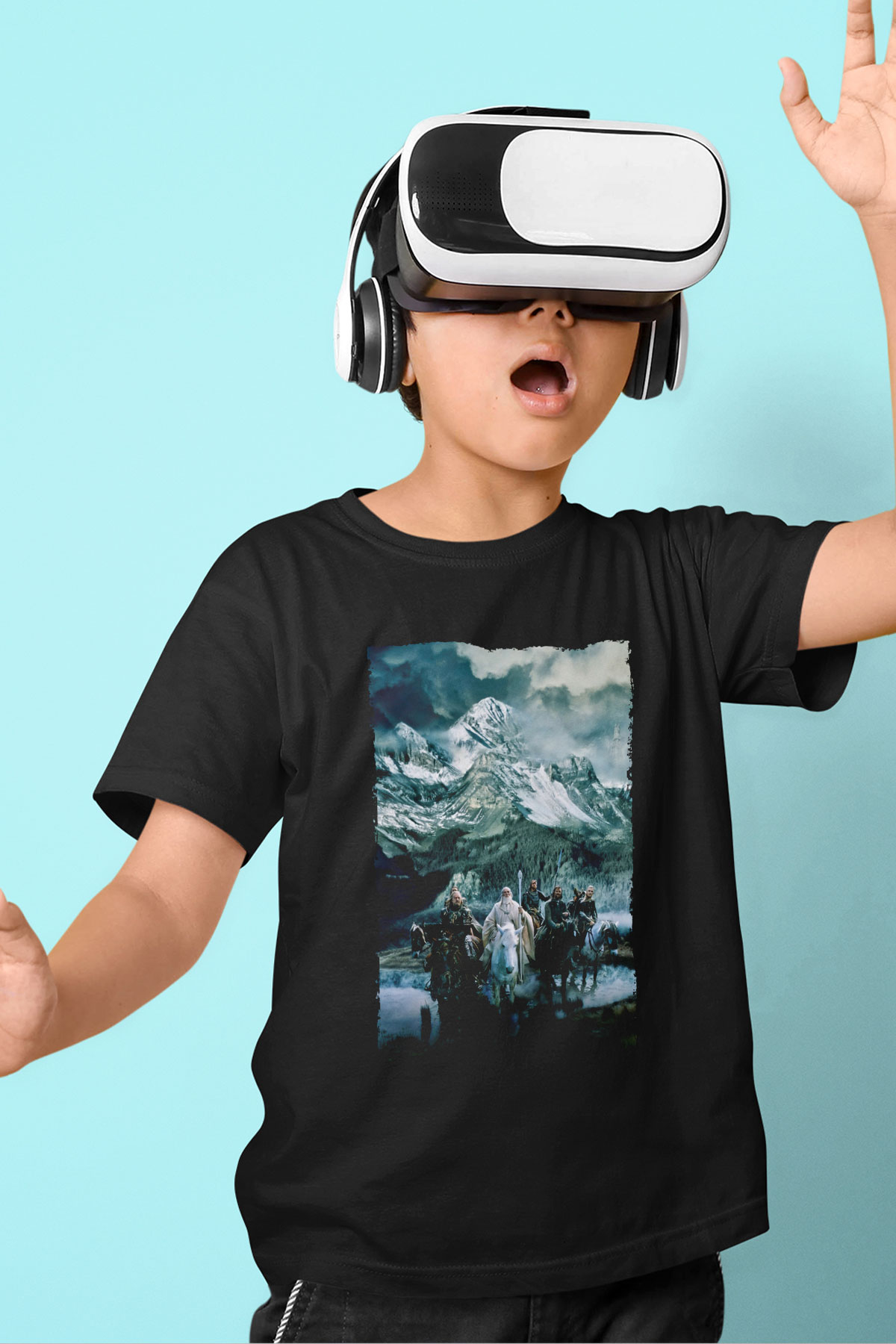 Unisex Yüzüklerin Efendisi Kralın Dönüşü (The Lord of the Rings The Return of the King) Baskılı Siyah Çocuk Unisex Tişört