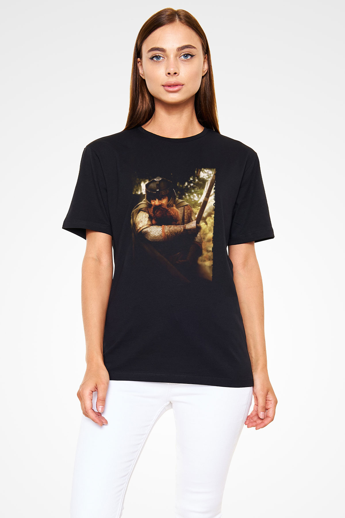 Unisex Yüzüklerin Efendisi Yüzük Kardeşliği (The Lord of the Rings The Fellowship of the Ring) Baskılı Siyah Tshirt