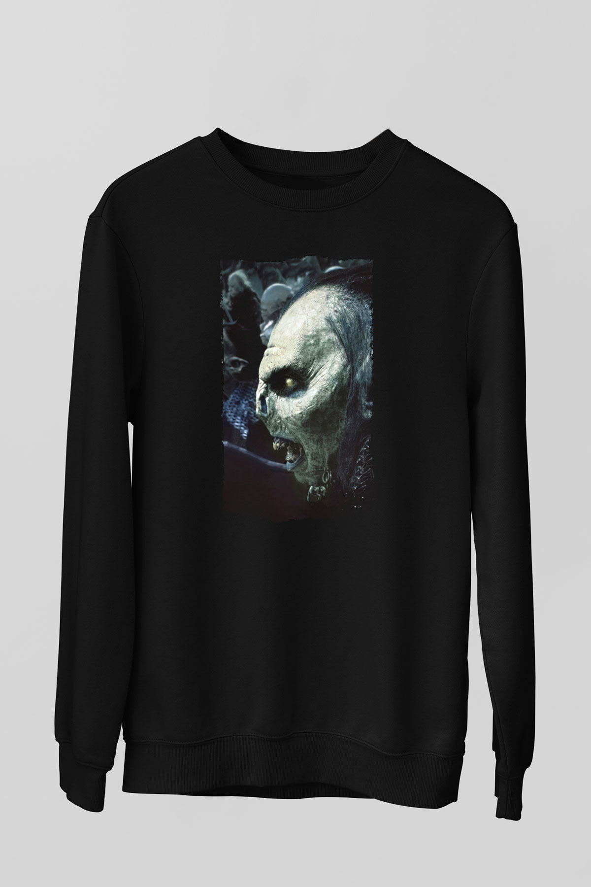 Unisex Yüzüklerin Efendisi Yüzük Kardeşliği (The Lord of the Rings The Fellowship of the Ring) Baskılı Siyah Sweatshirt