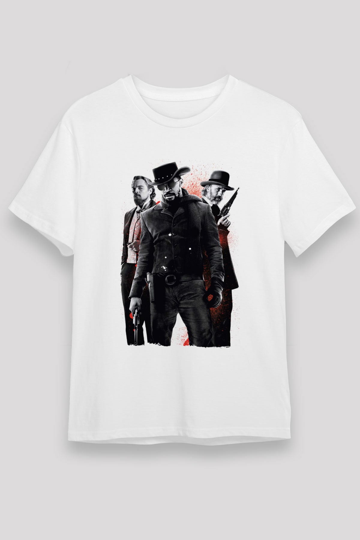 Unisex Zincirsiz - Django Unchained Baskılı Beyaz Tişört