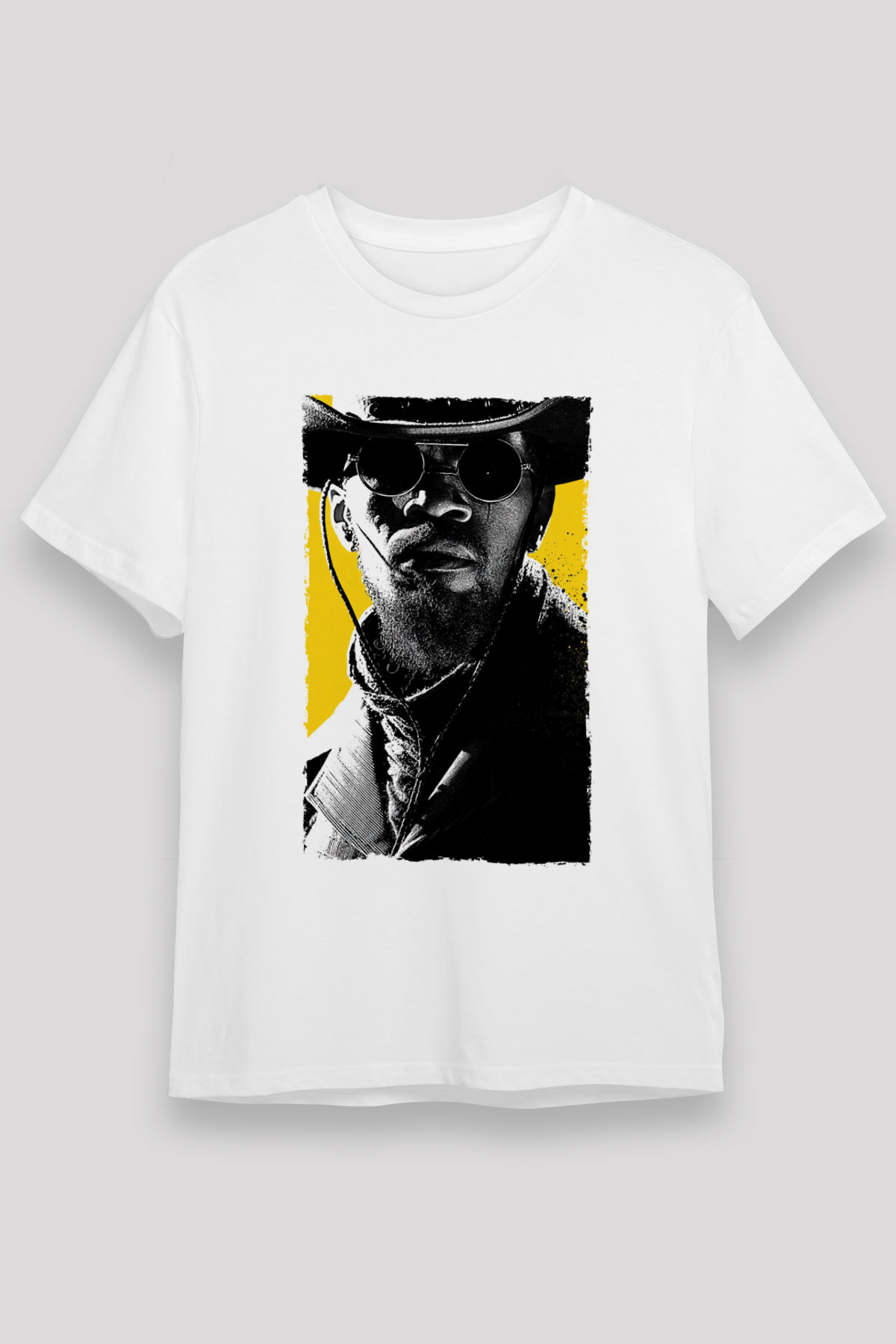 Unisex Zincirsiz - Django Unchained Baskılı Beyaz Tshirt