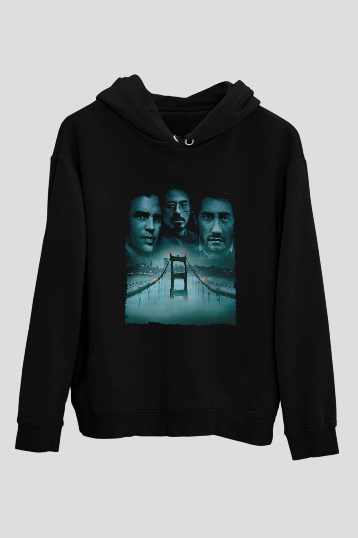 Unisex Zodiac Baskılı Siyah Kapüşonlu Sweatshirt