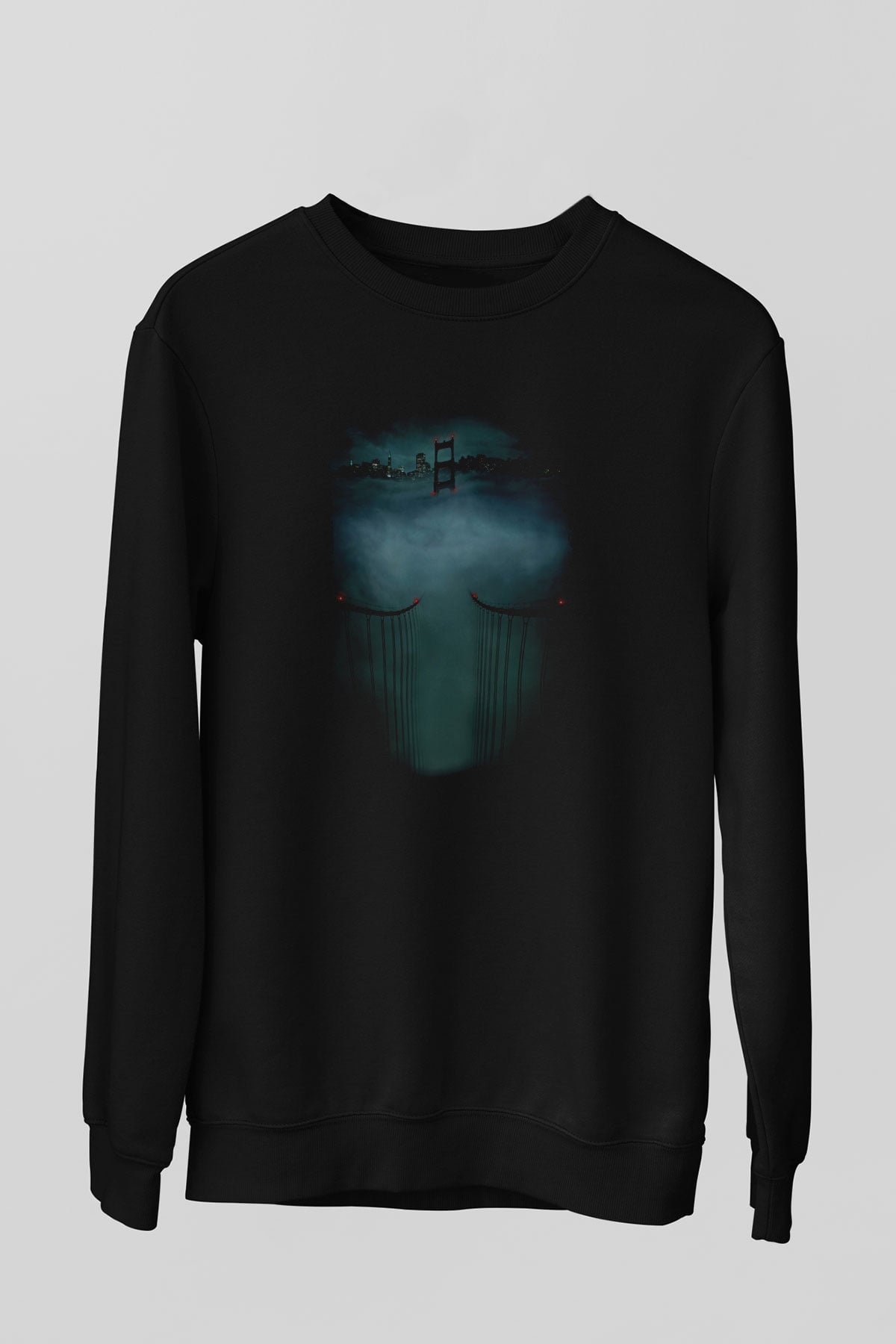 Unisex Zodiac Baskılı Siyah Sweatshirt
