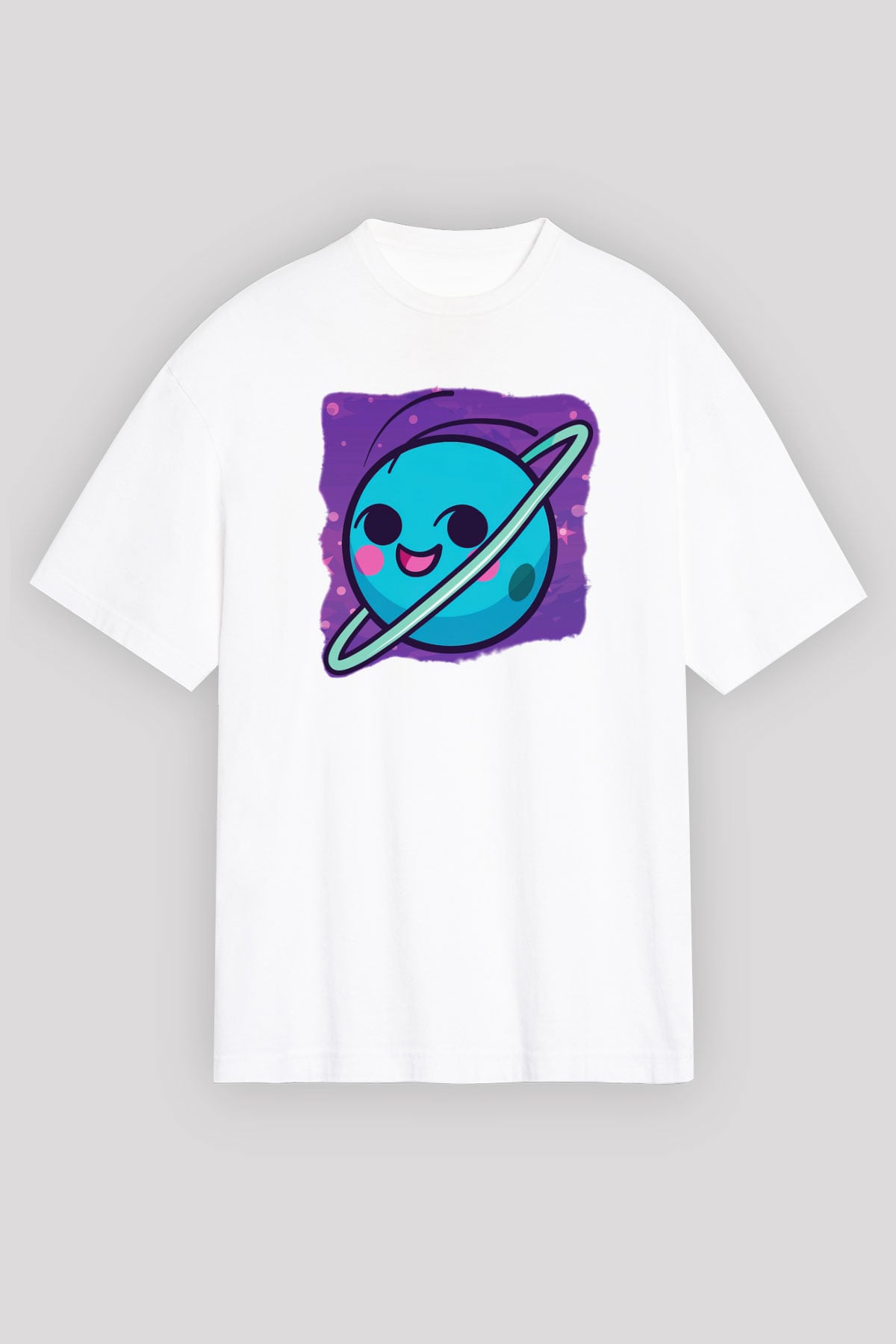 Uranüs Beyaz Unisex Oversize Tişört T-Shirt