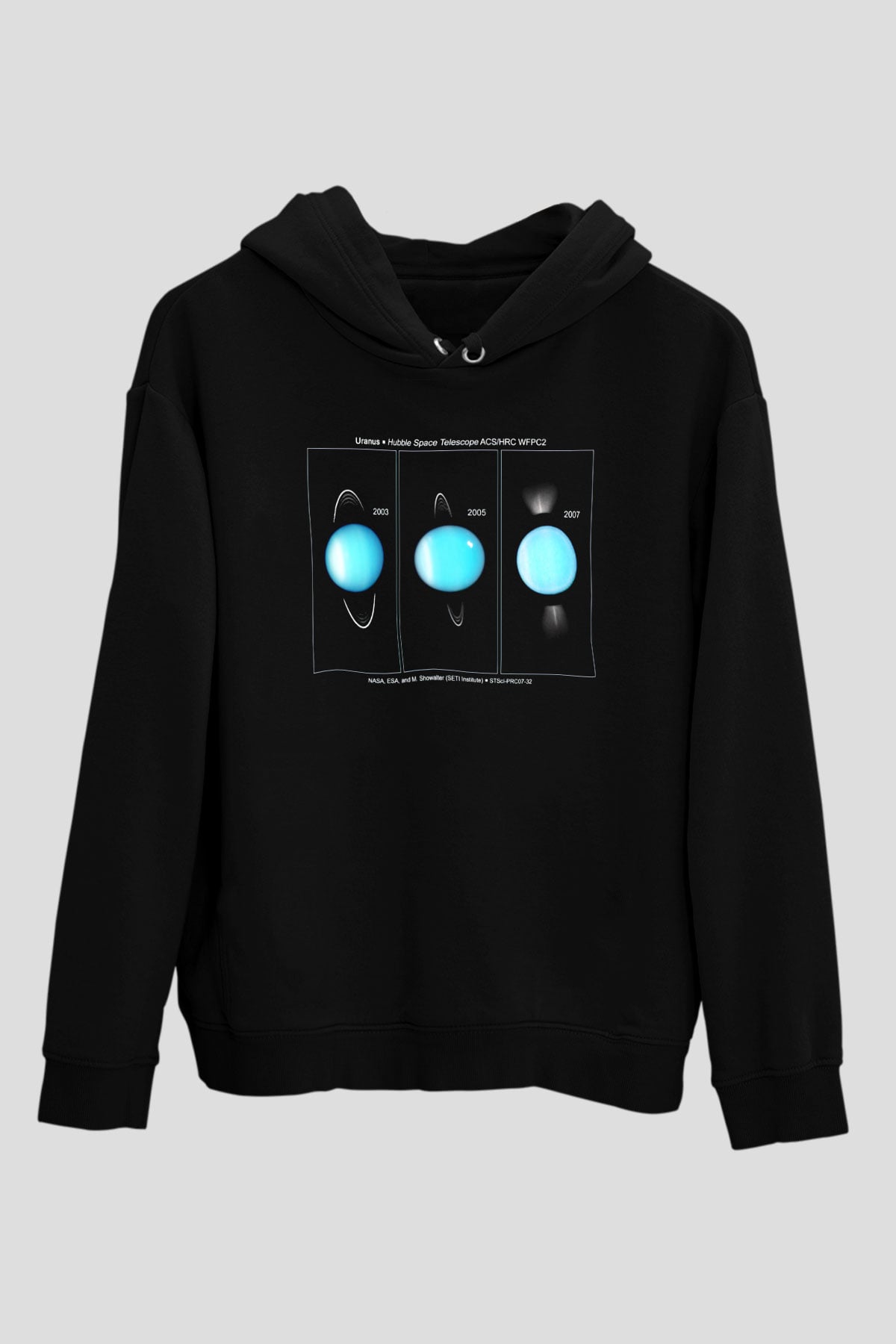 Uranüs Siyah Unisex Hoodie