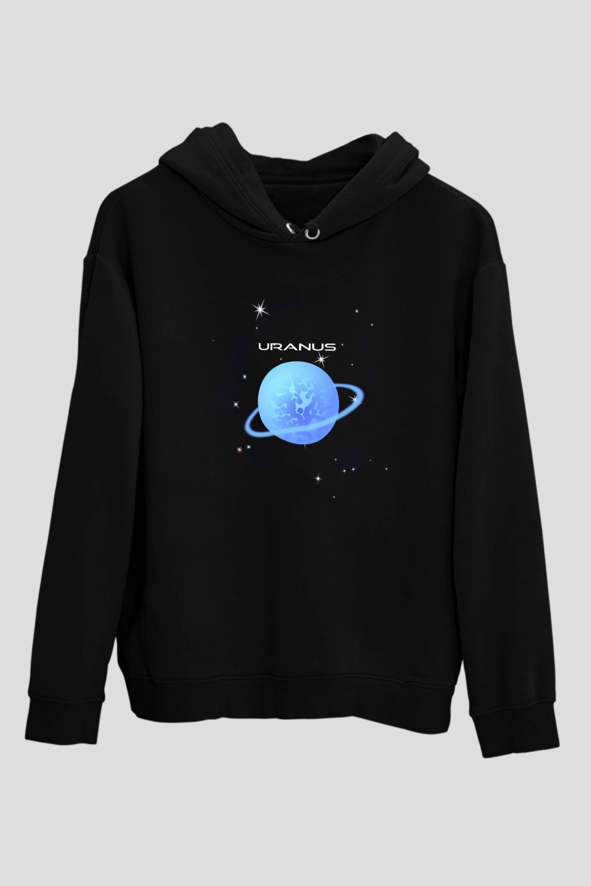 Uranüs Siyah Unisex Hoodie