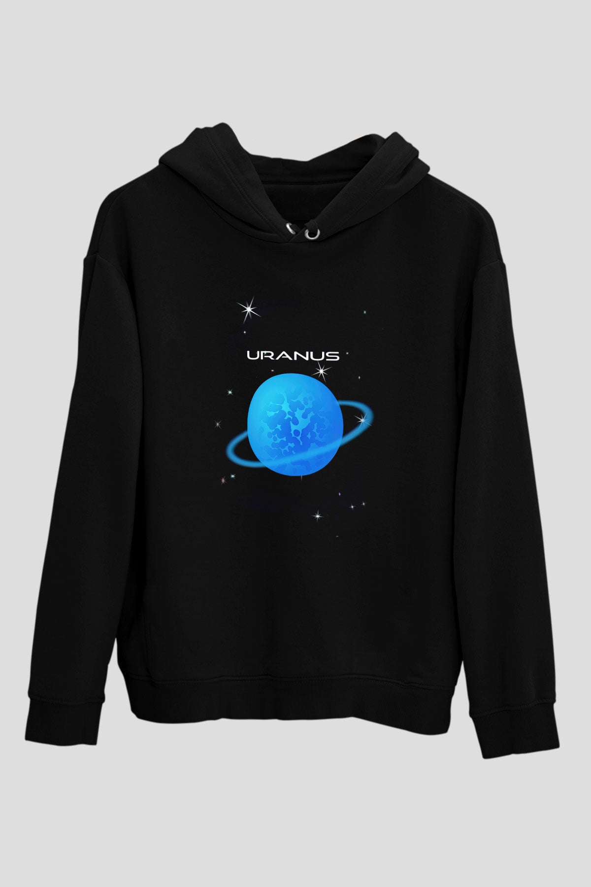 Uranüs Siyah Unisex Hoodie