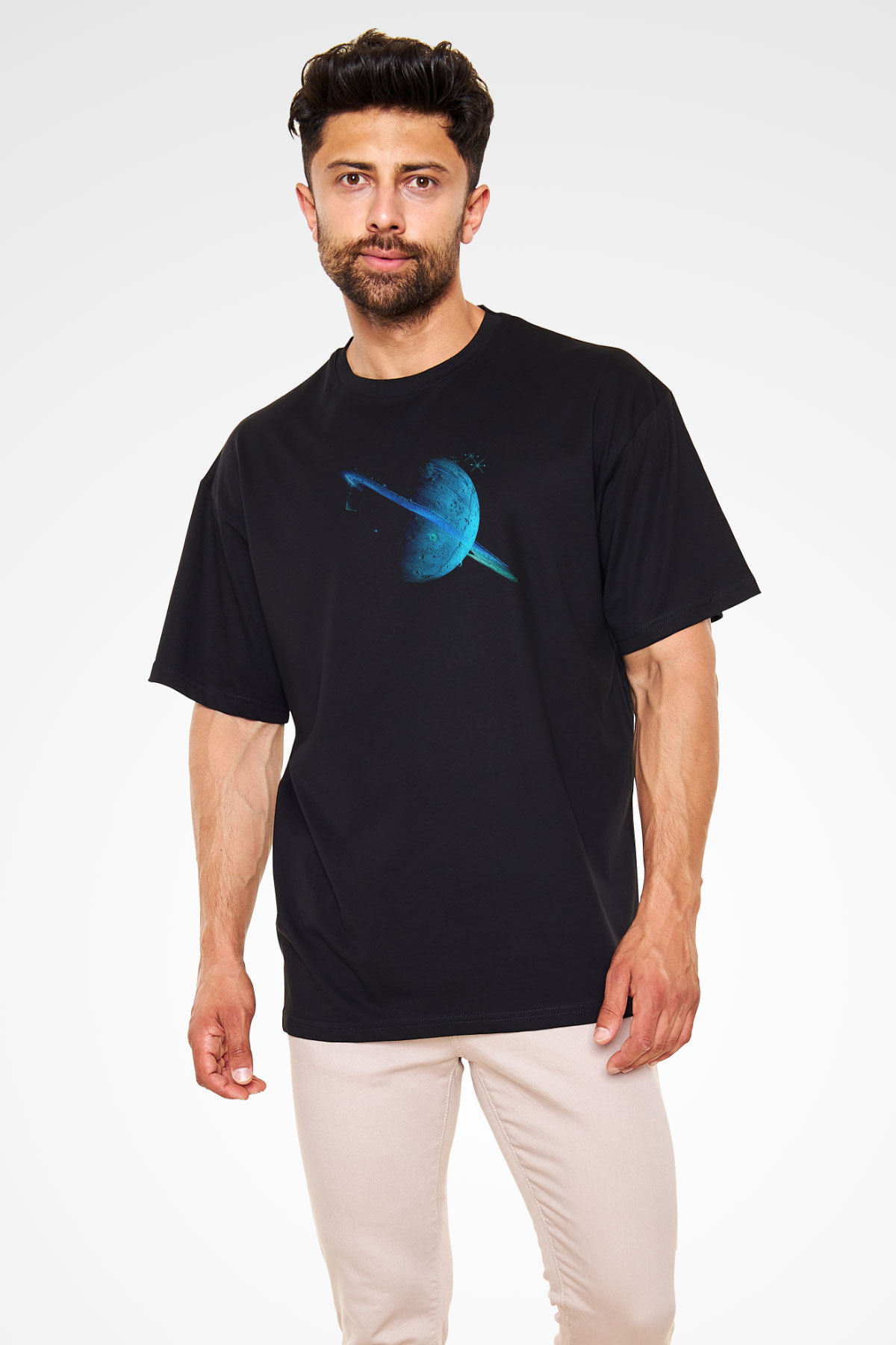 Uranüs Siyah Unisex Tişört T-Shirt - TişörtFabrikası