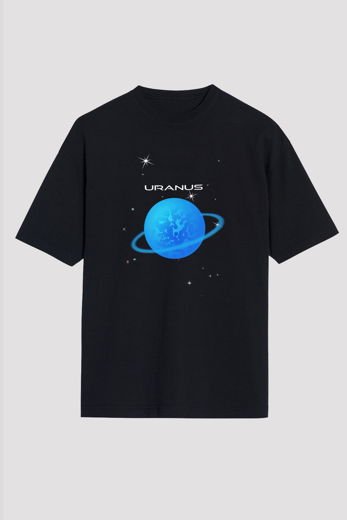Uranüs Siyah Unisex Tişört T-Shirt - TişörtFabrikası