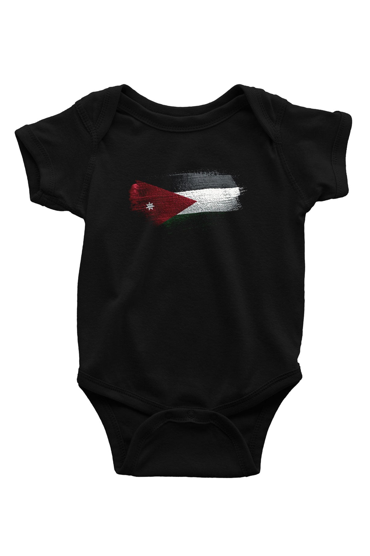 Ürdün Bayrağı Baskılı Unisex Siyah Bebek Body - Zıbın