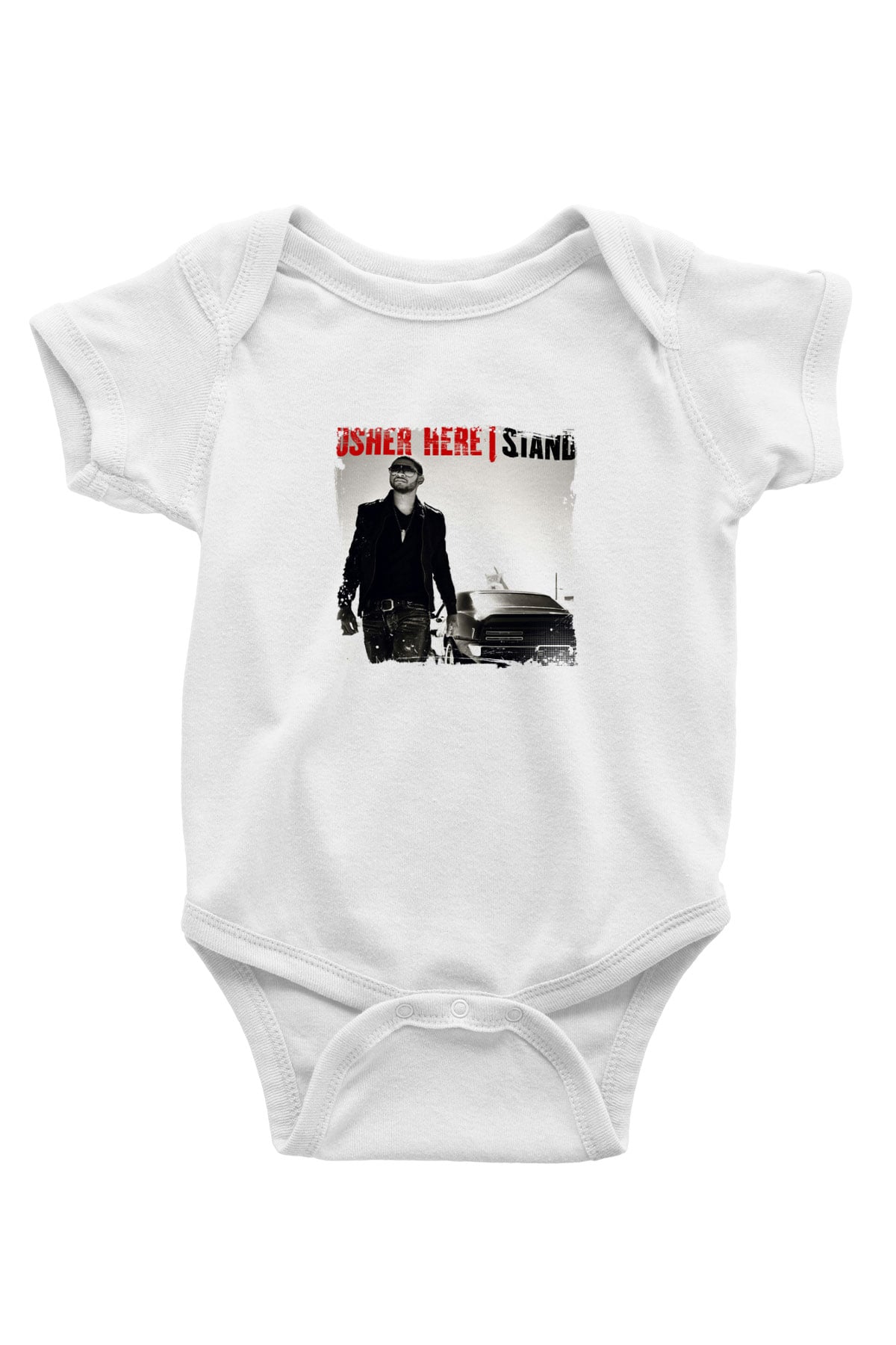 Usher  Baskılı Unisex Beyaz Bebek Body - Zıbın