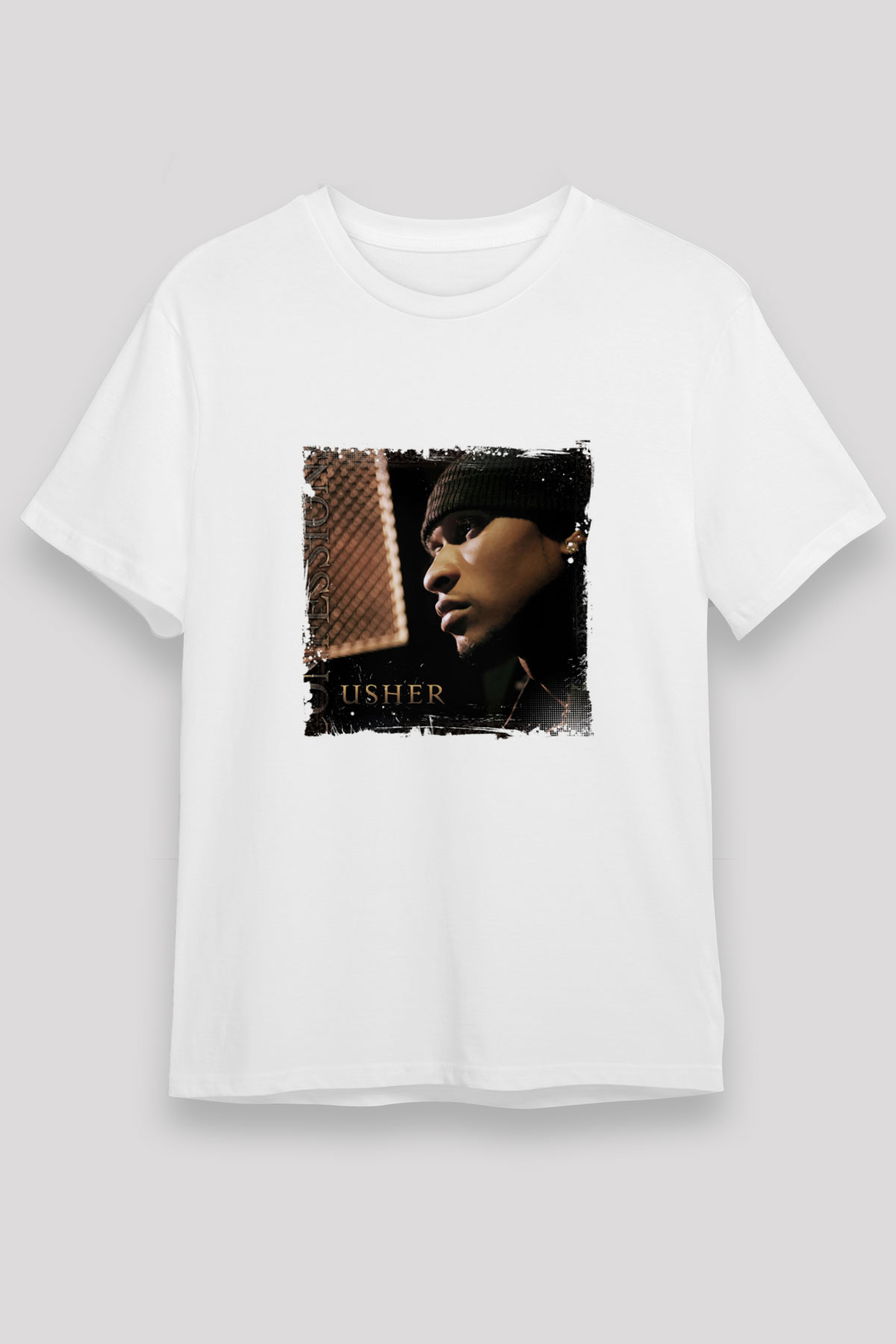 Usher  Baskılı Unisex Beyaz Tişört
