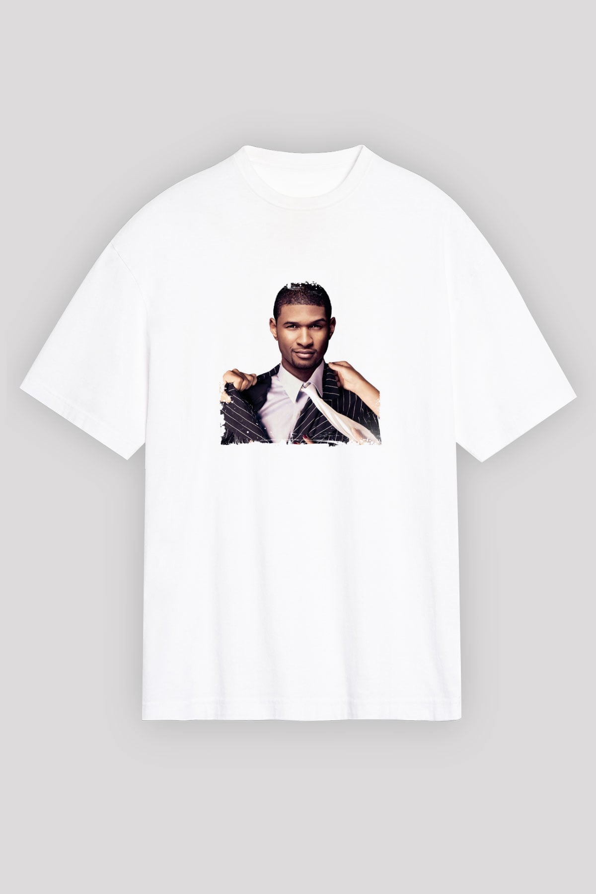 Usher  Baskılı Unisex Beyaz Tişört