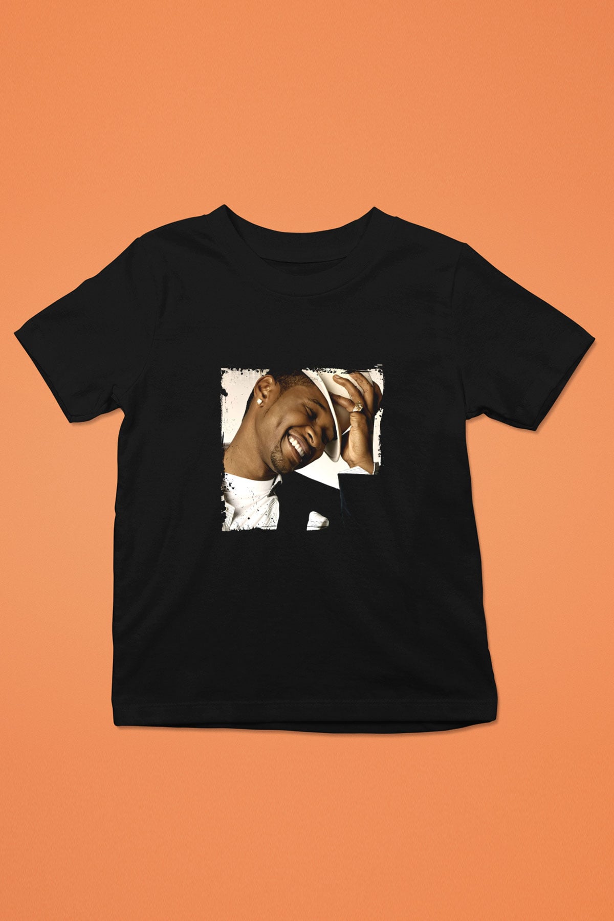 Usher  Baskılı Unisex Siyah Çocuk Tişört