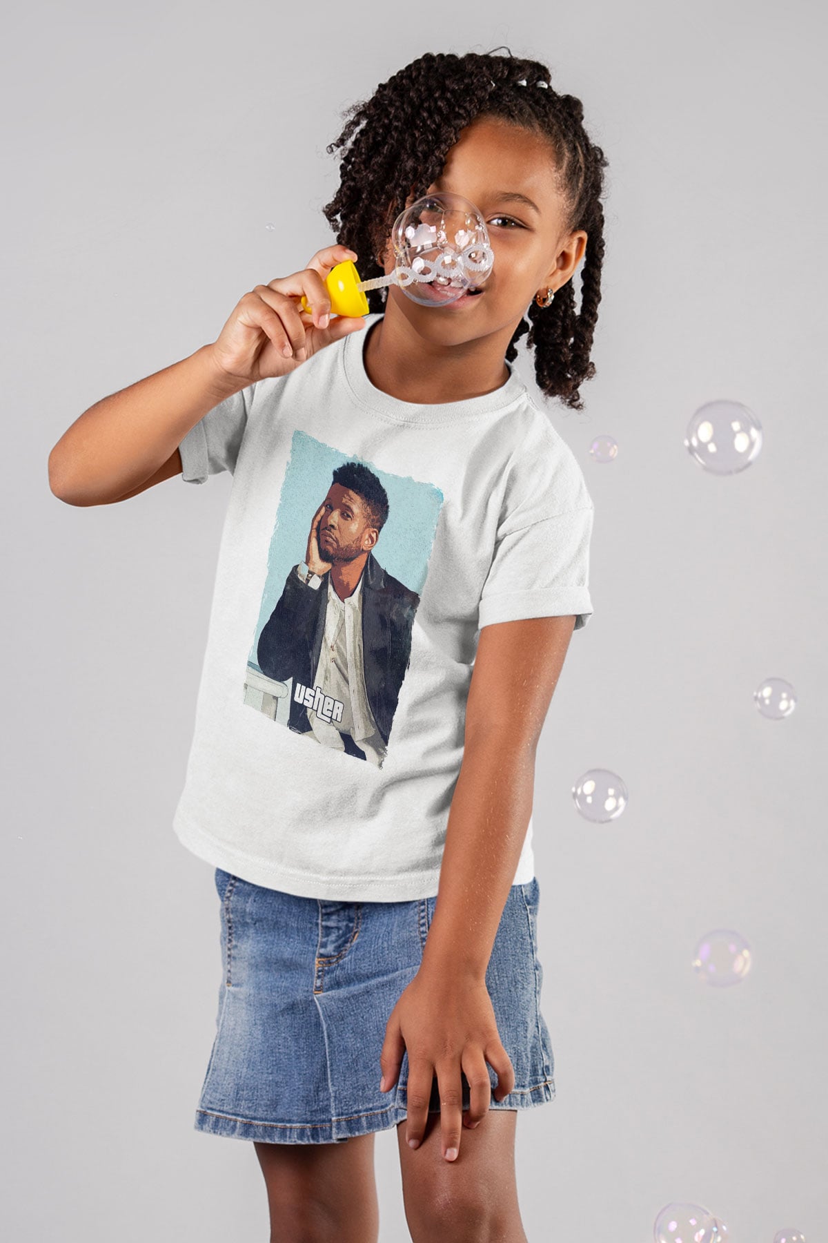 Usher Beyaz Unisex Çocuk Tişört