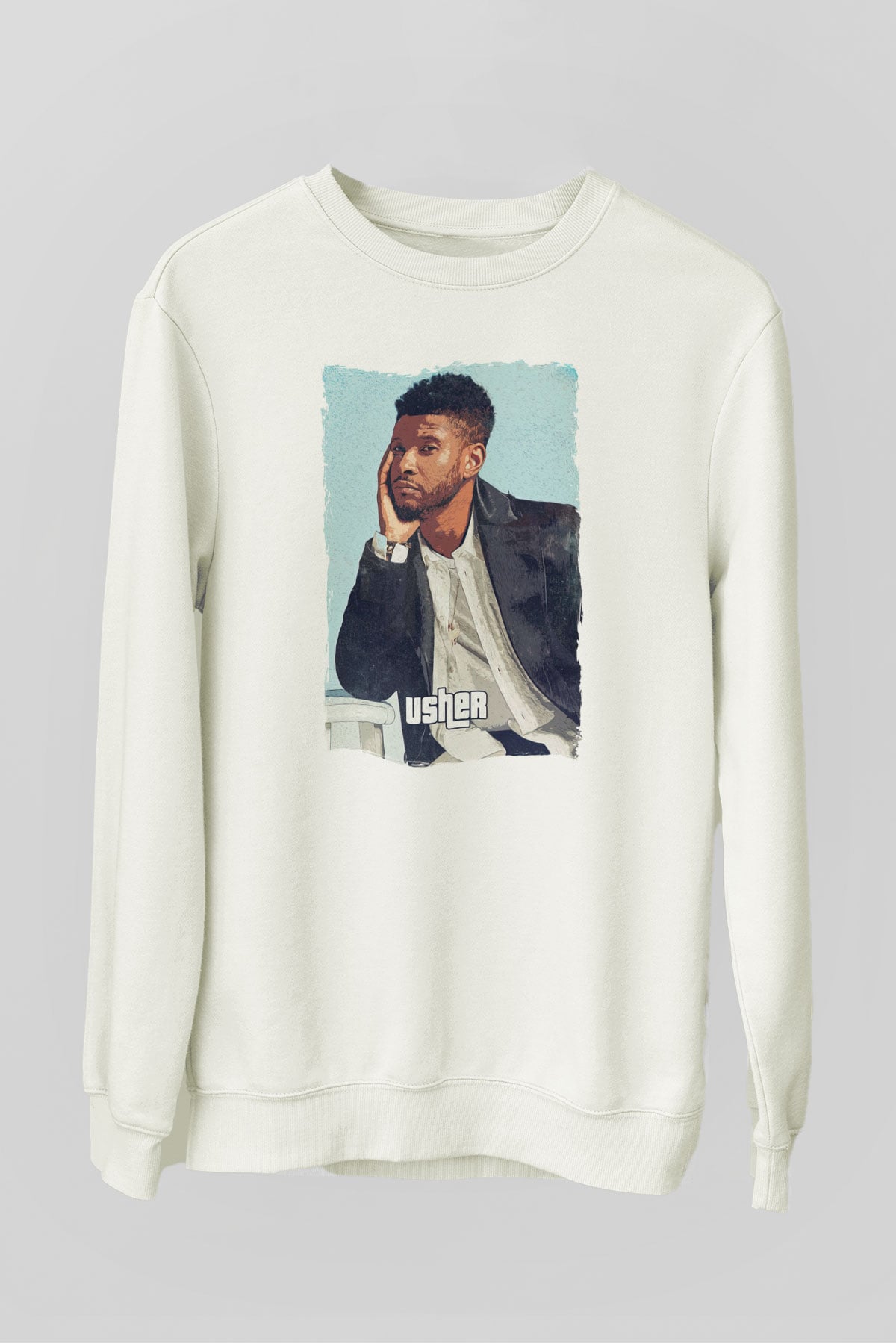 Usher Beyaz Unisex Sweatshirt