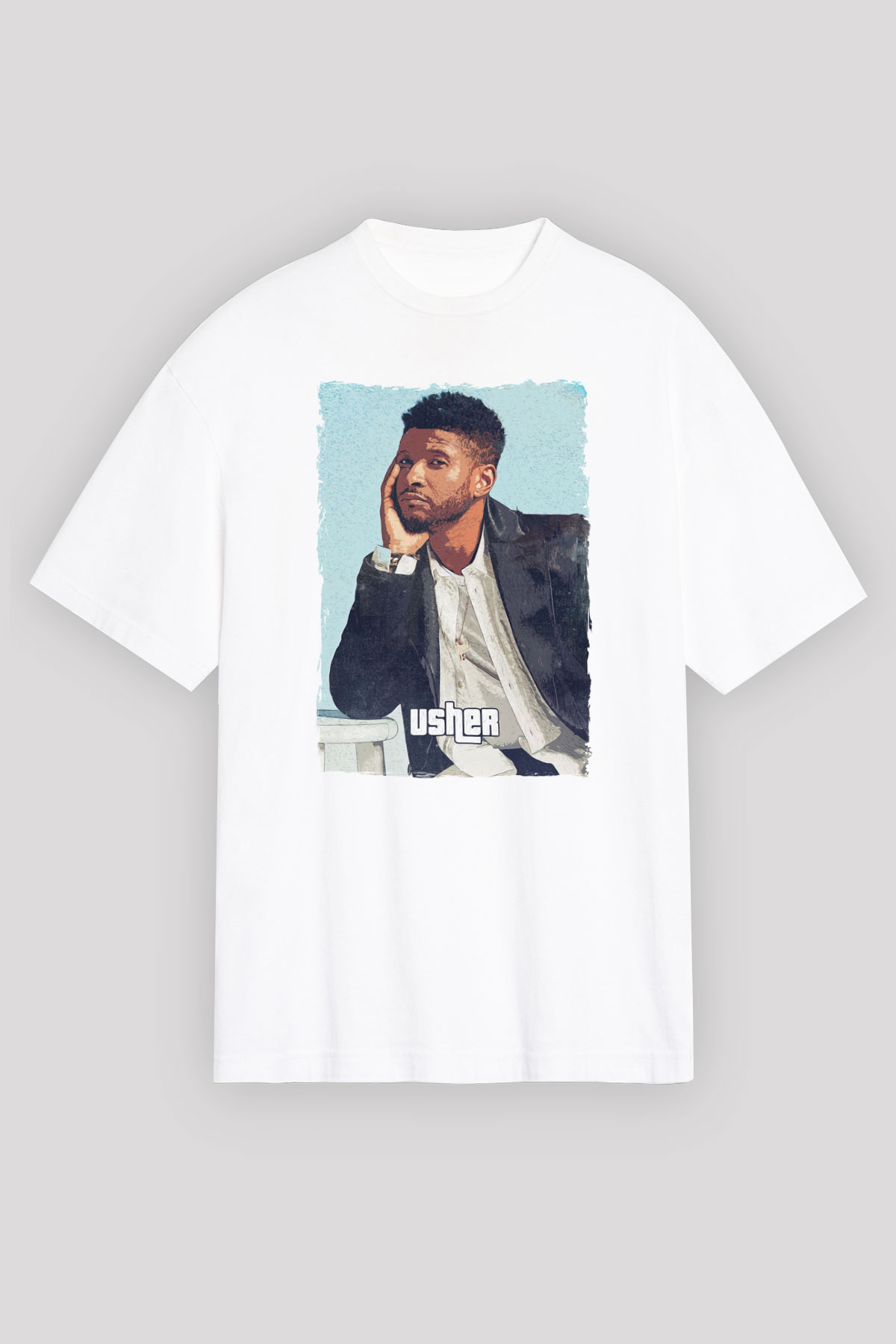 Usher Beyaz Unisex Tişört T-Shirt - TişörtFabrikası