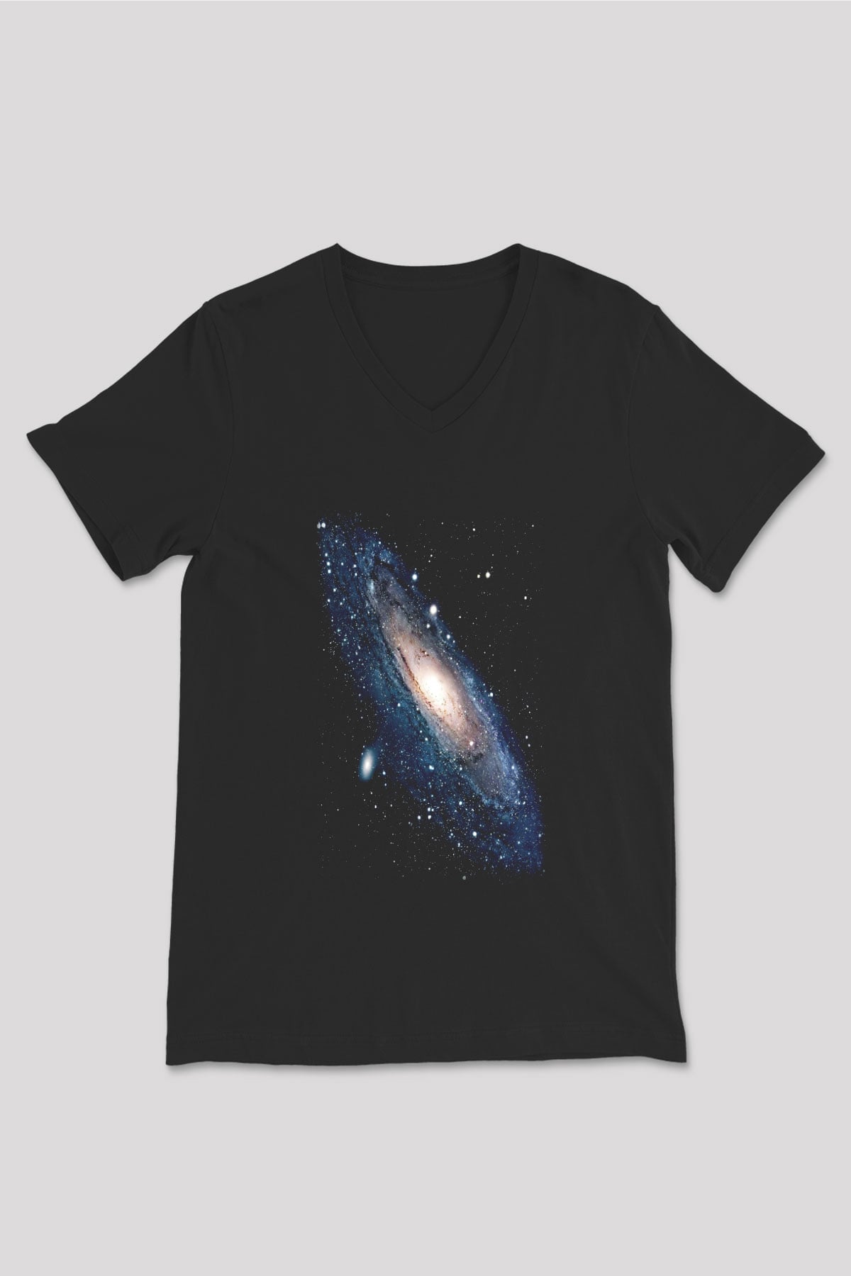 Uzay Siyah Unisex V Yaka Tişört T-Shirt