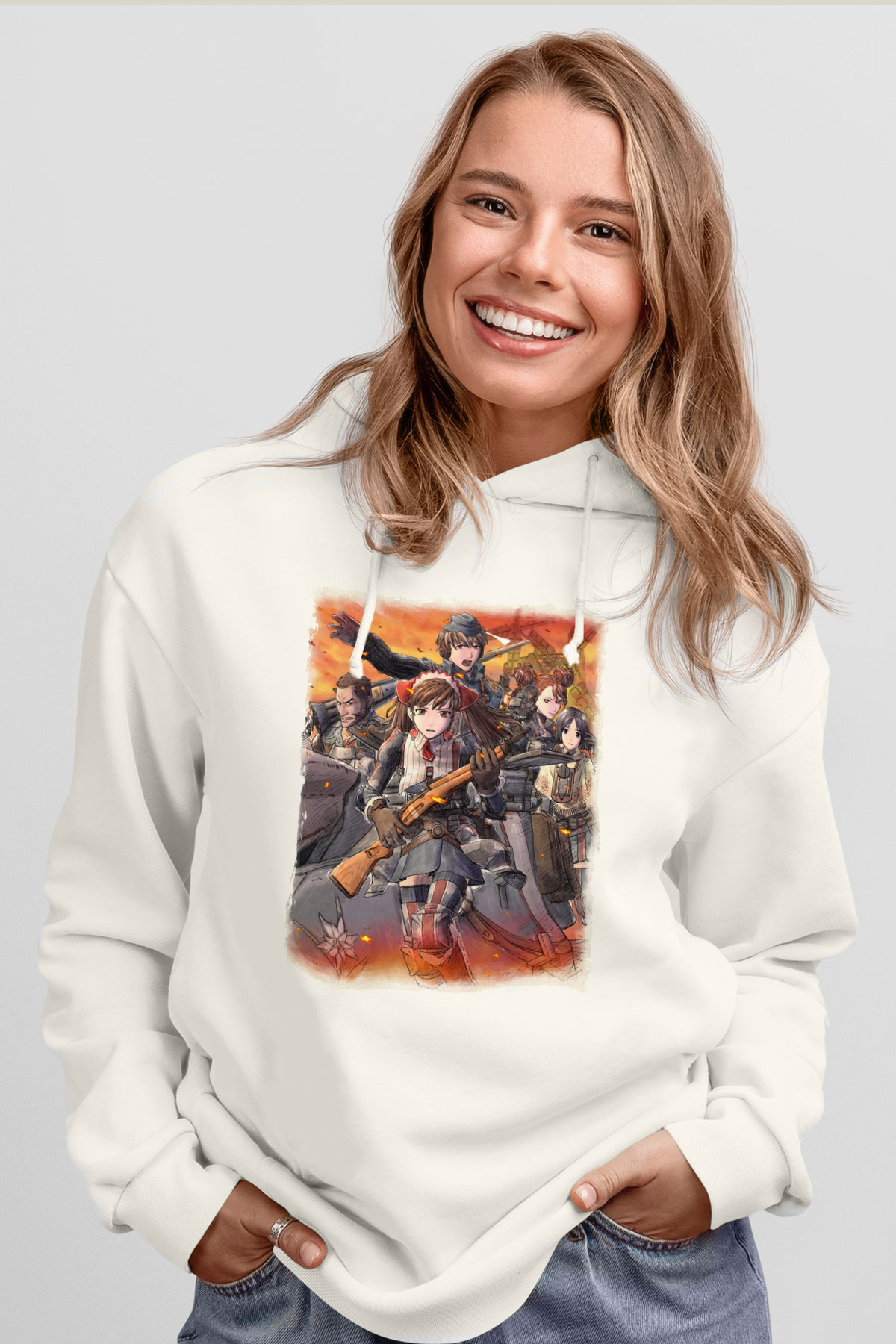 Valkyria Chronicles Beyaz Unisex Hoodie