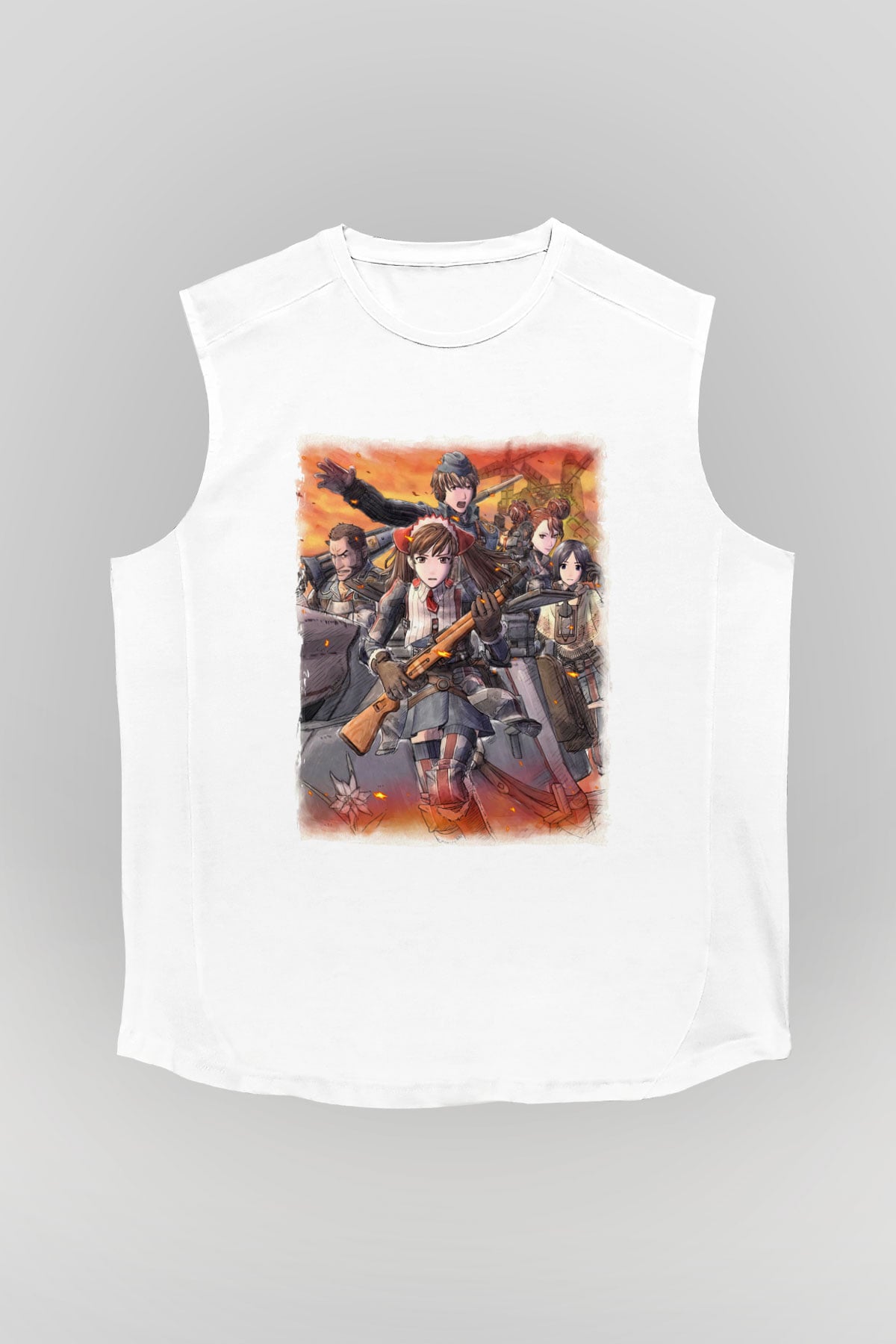 Valkyria Chronicles Beyaz Unisex Kolsuz Tişört