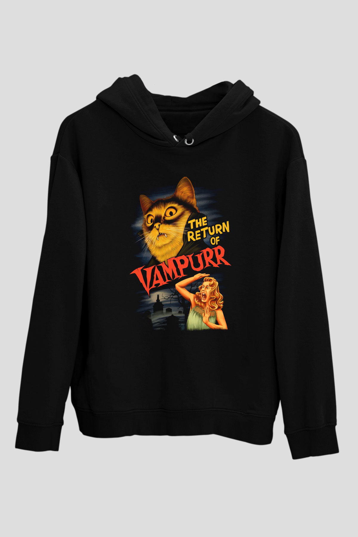 Vampir KediSiyah  Unisex Hoodie