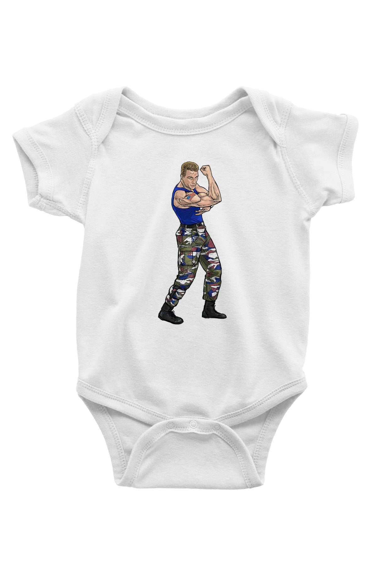 Van Damme James Baskılı Beyaz Unisex Bebek Body - Zıbın