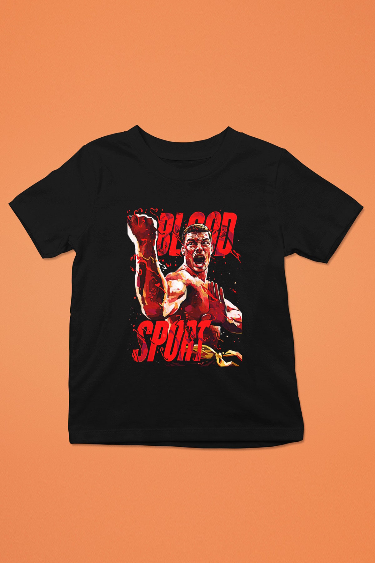 Van Damme James Baskılı Unisex Siyah Çocuk Tişört - Tshirt