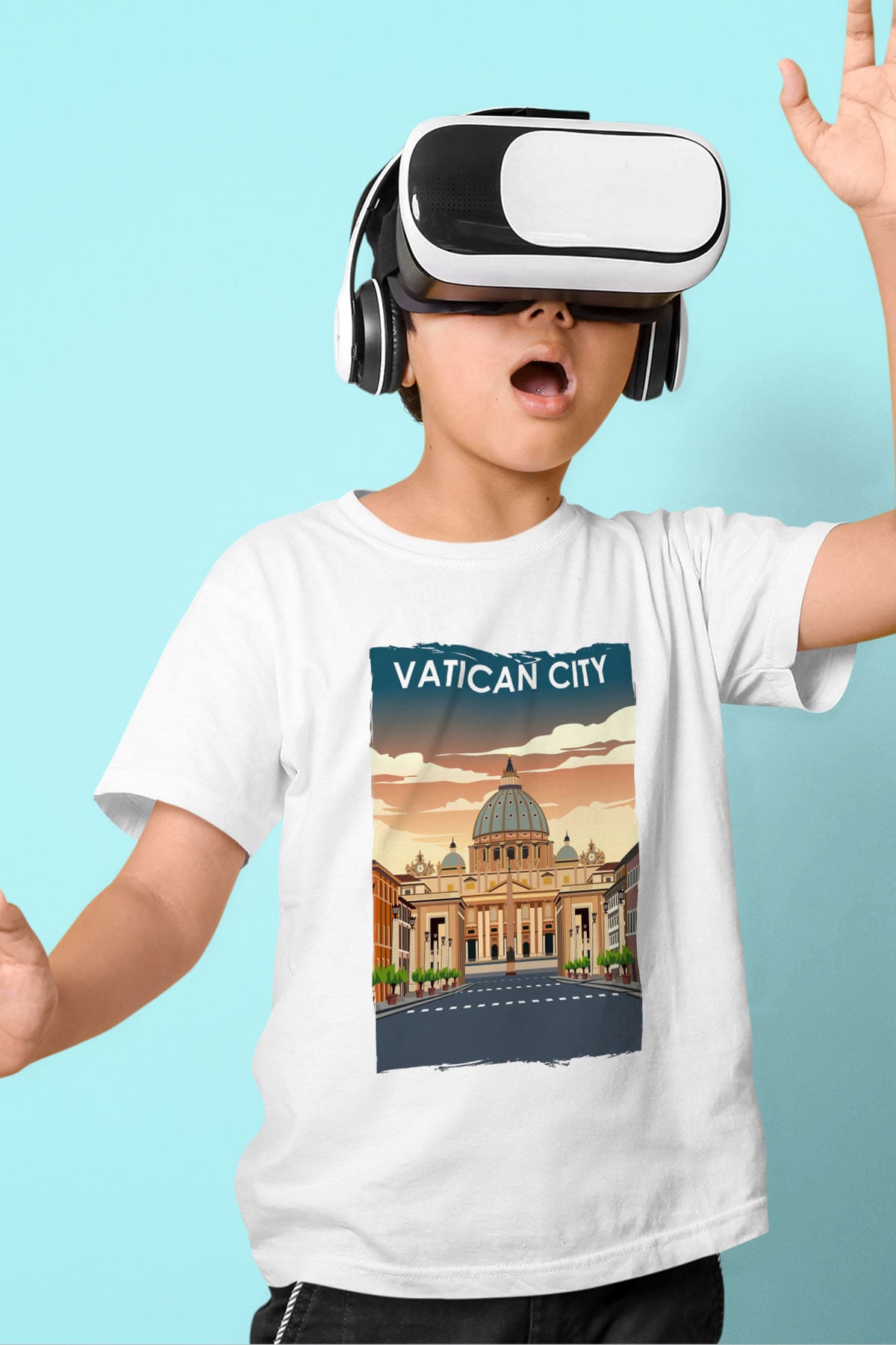Vatikan Beyaz Unisex Çocuk Tişört