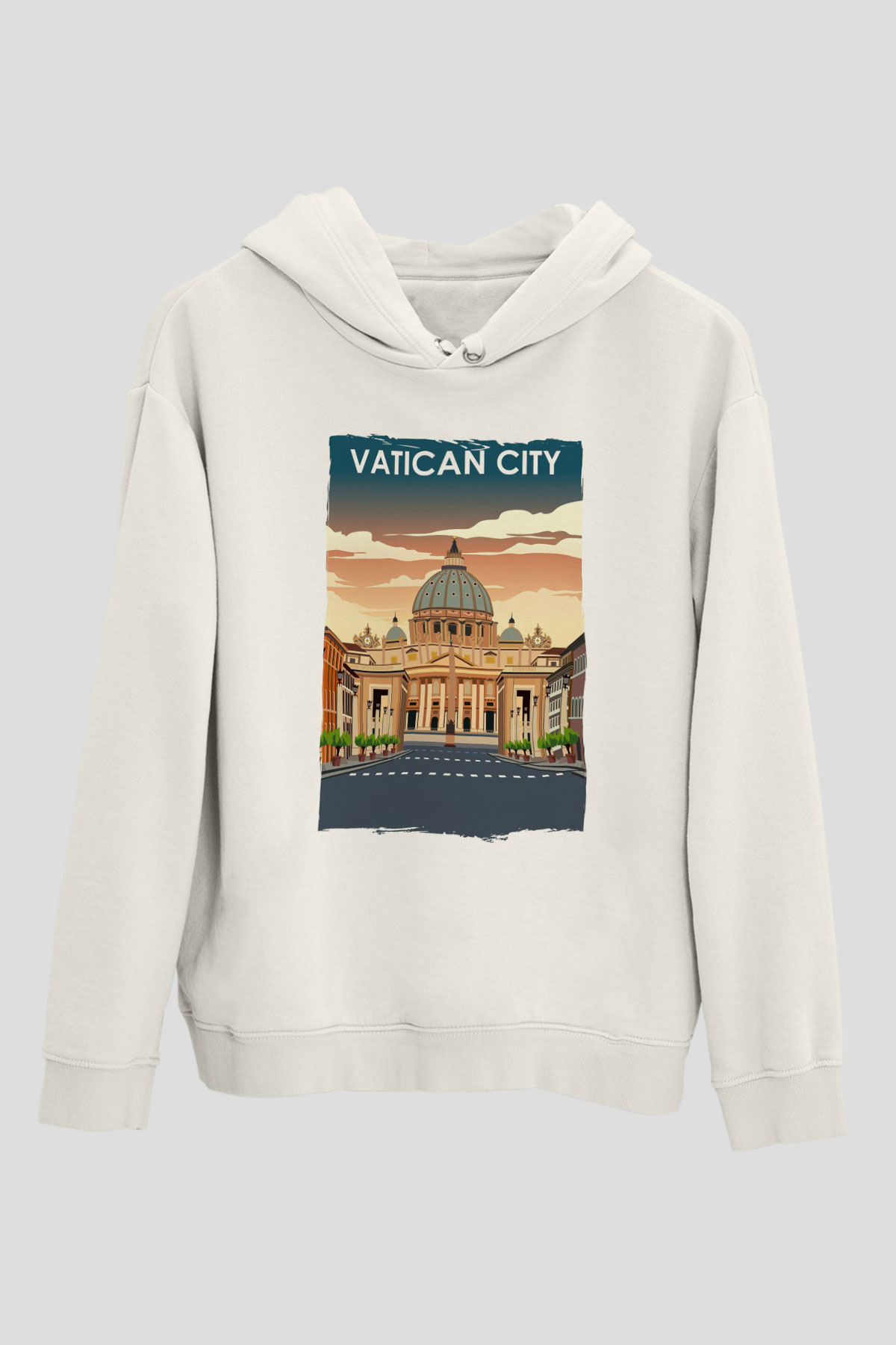 Vatikan Beyaz Unisex Hoodie