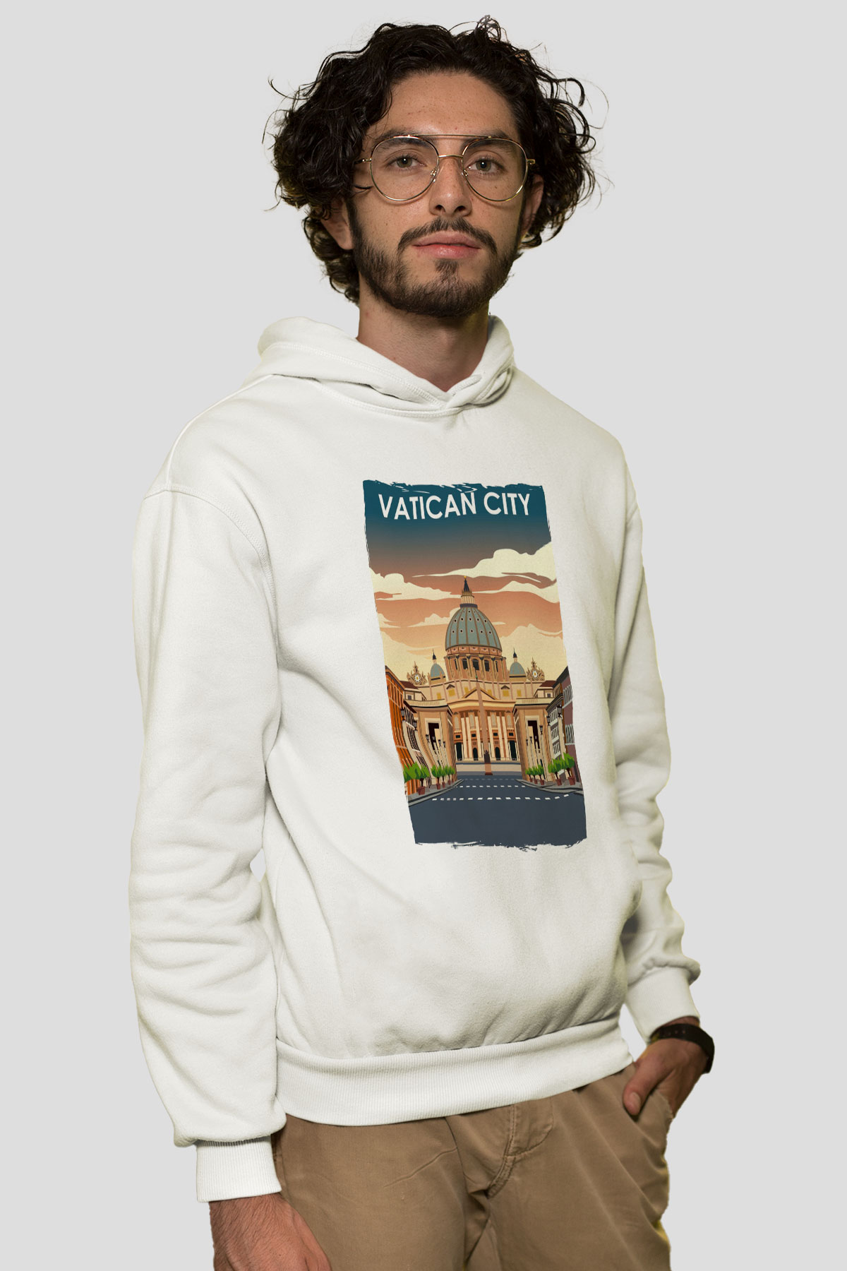 Vatikan Beyaz Unisex Hoodie