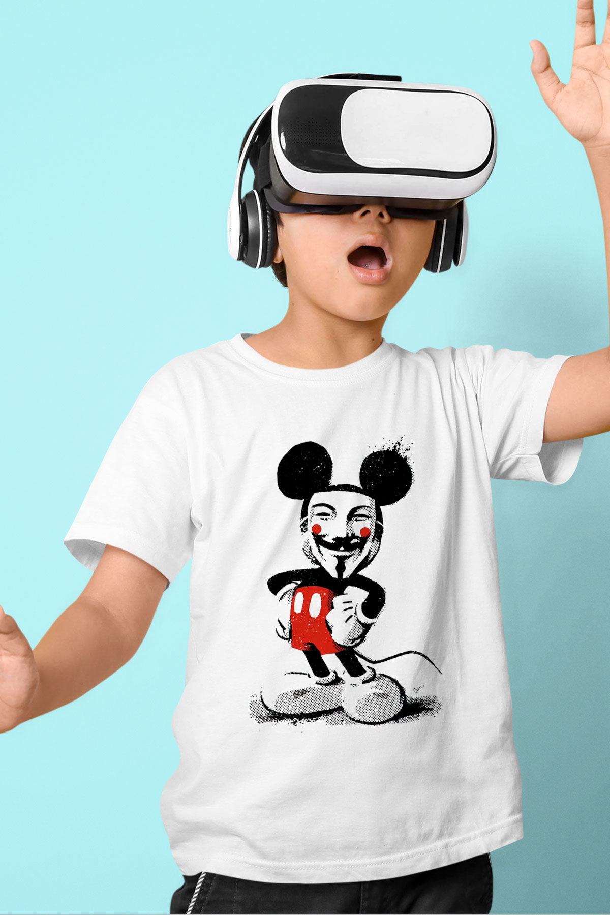 Vendetta Baskılı Beyaz Unisex Çocuk Tişört