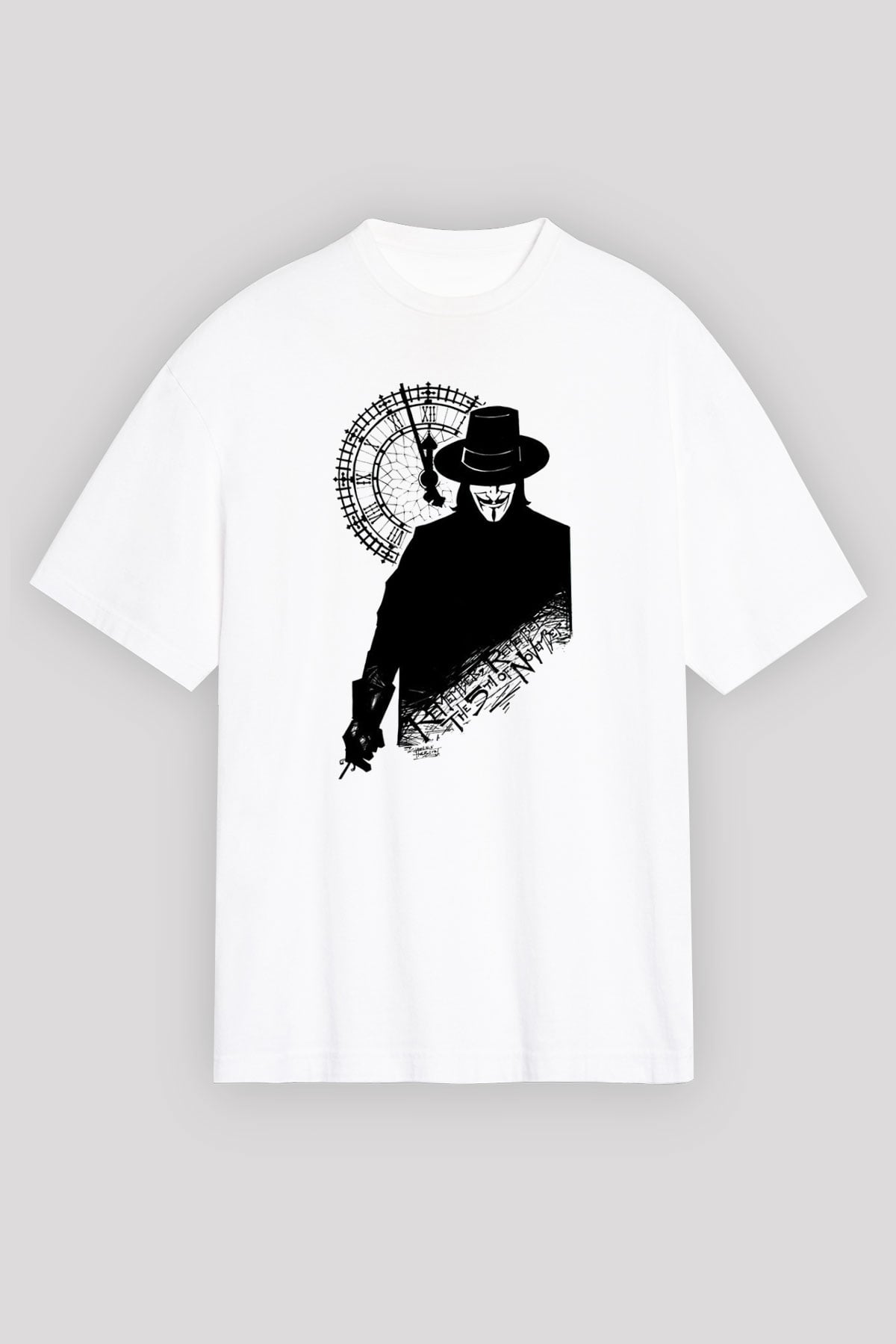 Vendetta Beyaz Unisex Oversize Tişört T-Shirt