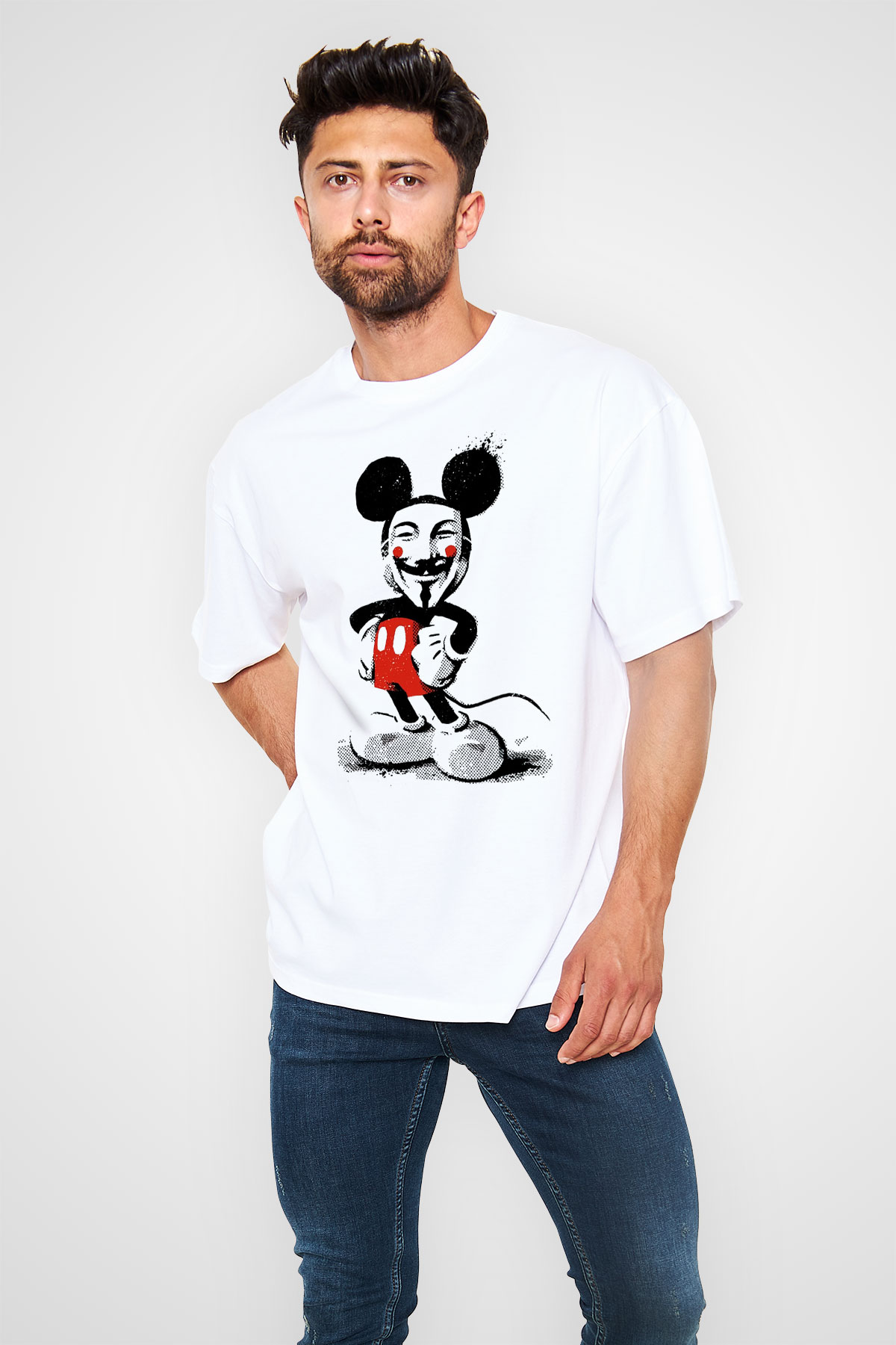 Vendetta Beyaz Unisex Oversize Tişört T-Shirt