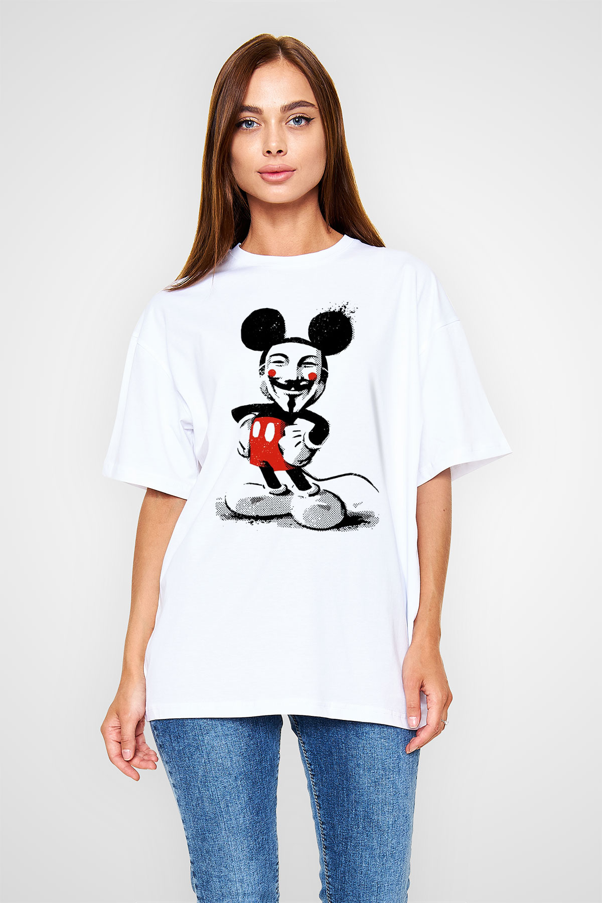 Vendetta Beyaz Unisex Oversize Tişört T-Shirt