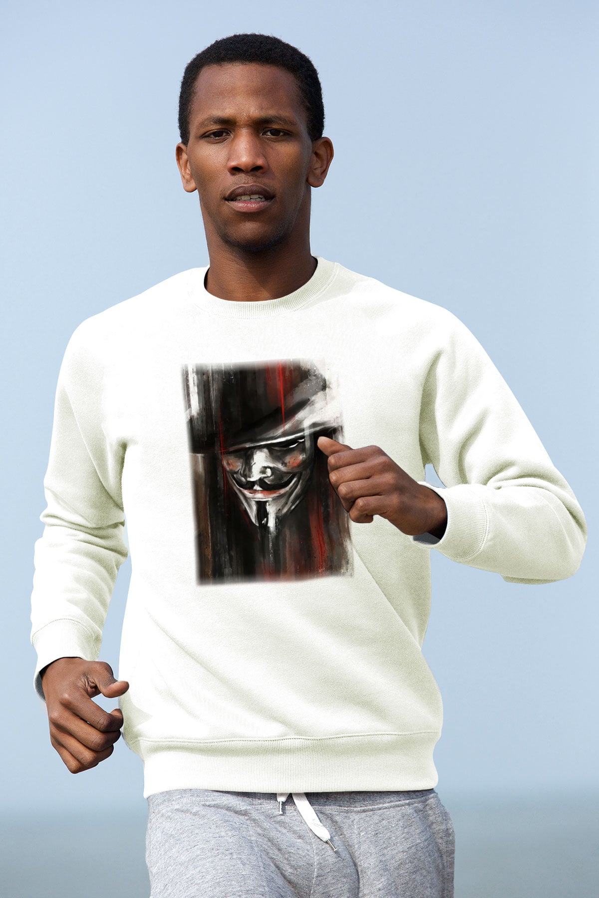 Vendetta Beyaz Unisex Sweatshirt