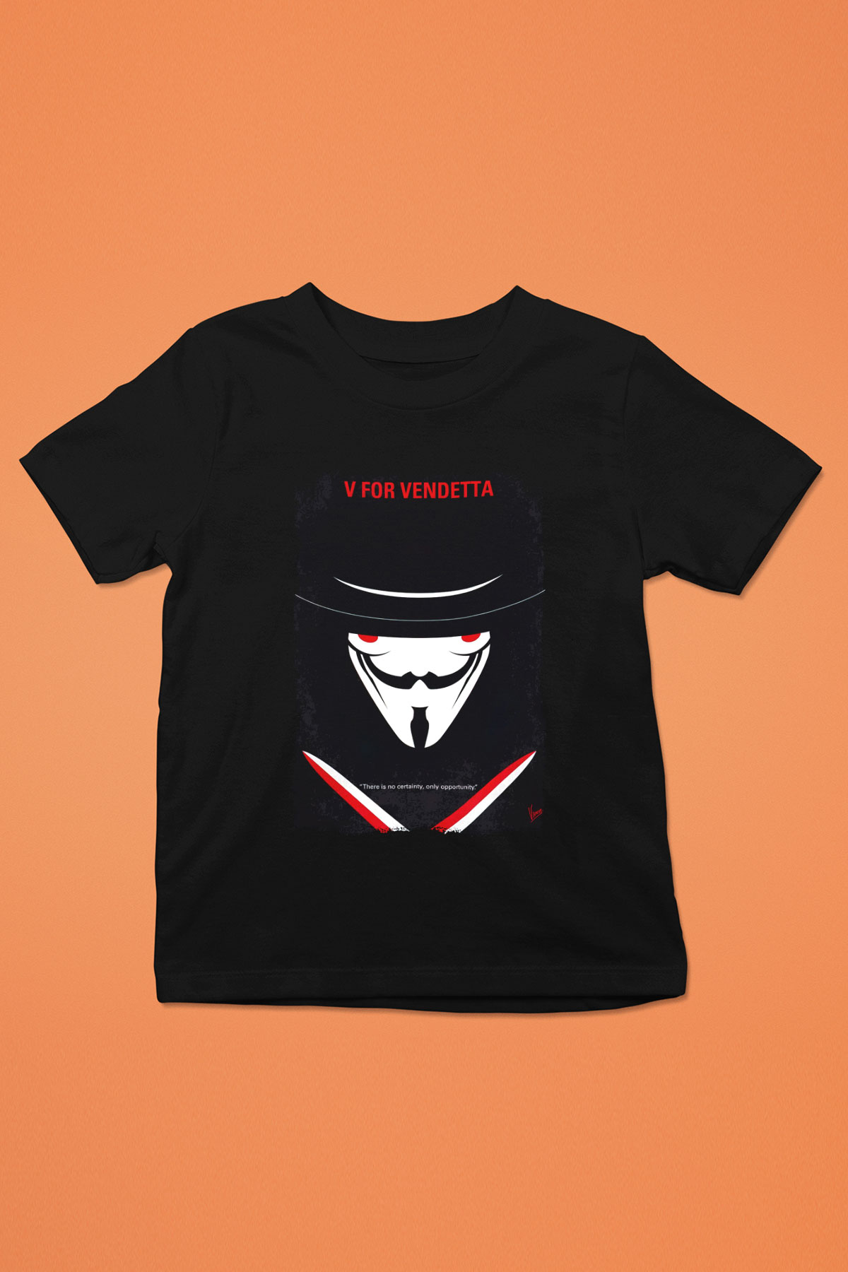 Vendetta Siyah Unisex Çocuk Tişört
