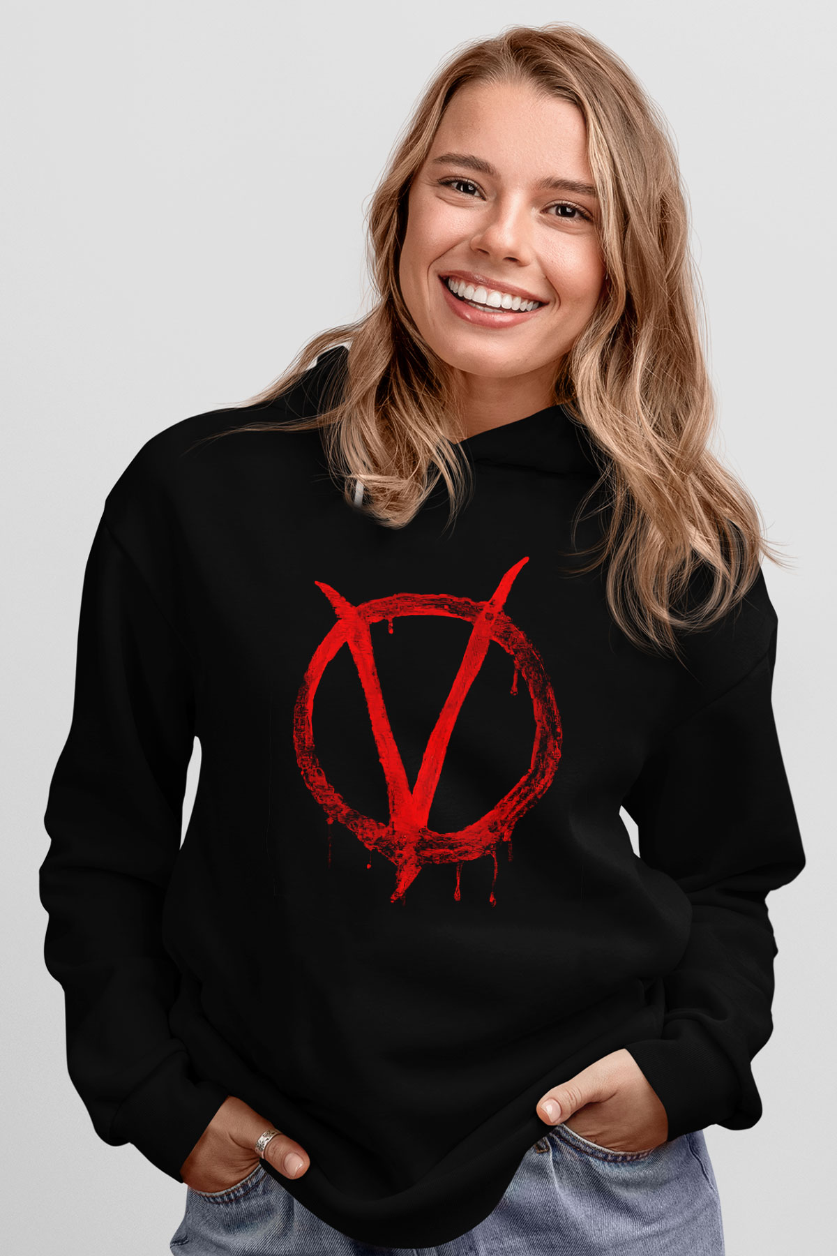 Vendetta Siyah Unisex Kapşonlu Sweatshirt